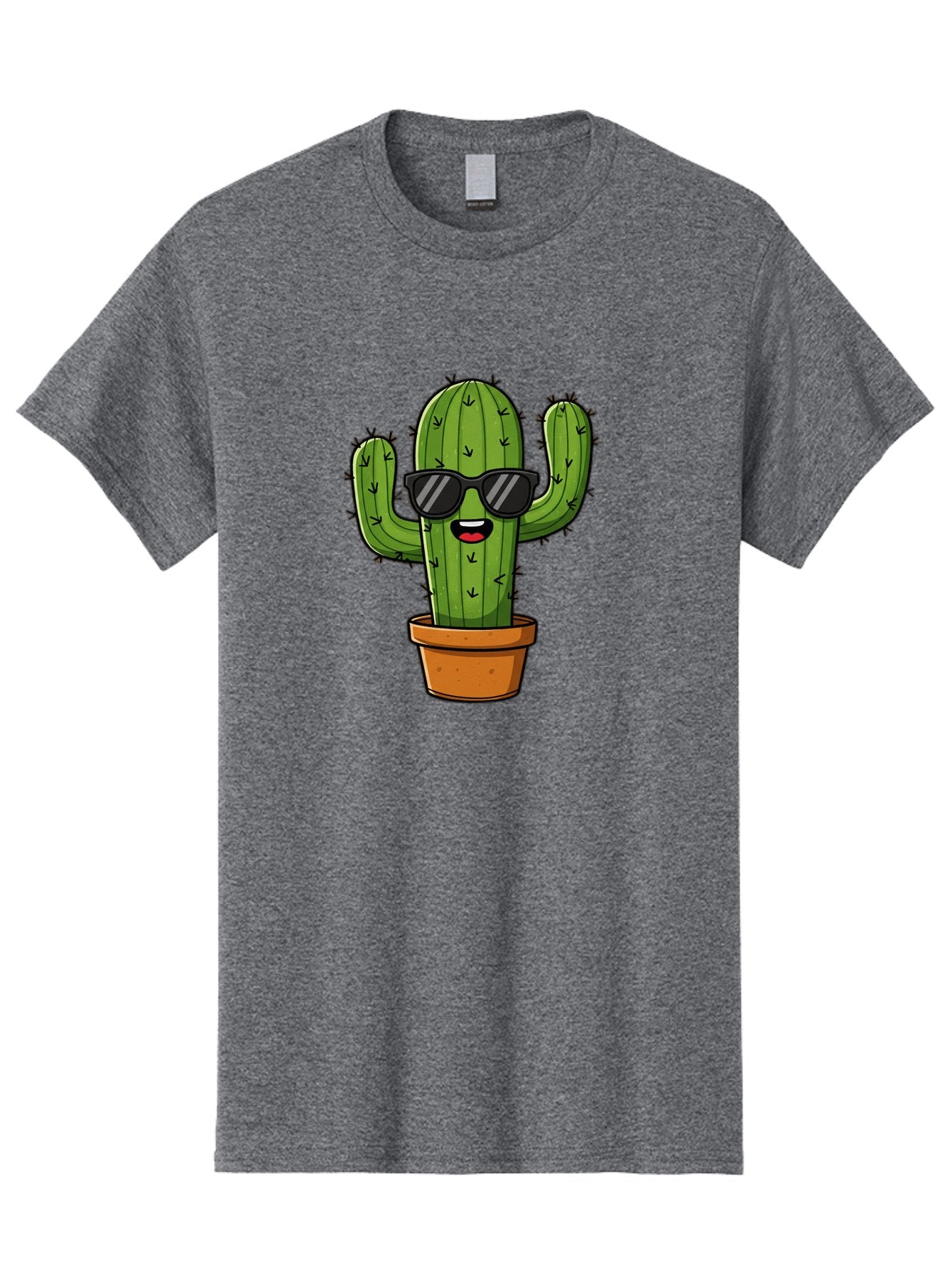 Cactus-In-Sunglasses-1 Men'S Graphic Tee, 100% Cotton, Comfortable Casual Summer Wear, Machine Washable, Cartoon Cactus, Pot, Sunglasses, Happy Face, Spiky Texture, Trendy Decor, Quirky Charm, Fun Design, Humorous Vibe, Cool Cactus, Bac751 9