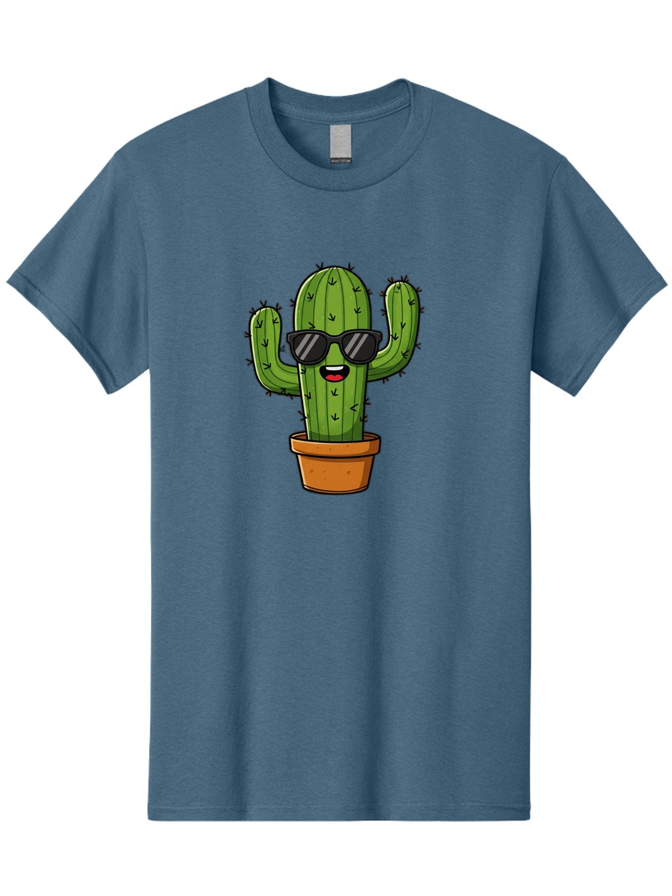 Cactus-In-Sunglasses-1 Men'S Graphic Tee, 100% Cotton, Comfortable Casual Summer Wear, Machine Washable, Cartoon Cactus, Pot, Sunglasses, Happy Face, Spiky Texture, Trendy Decor, Quirky Charm, Fun Design, Humorous Vibe, Cool Cactus, Bac751 3
