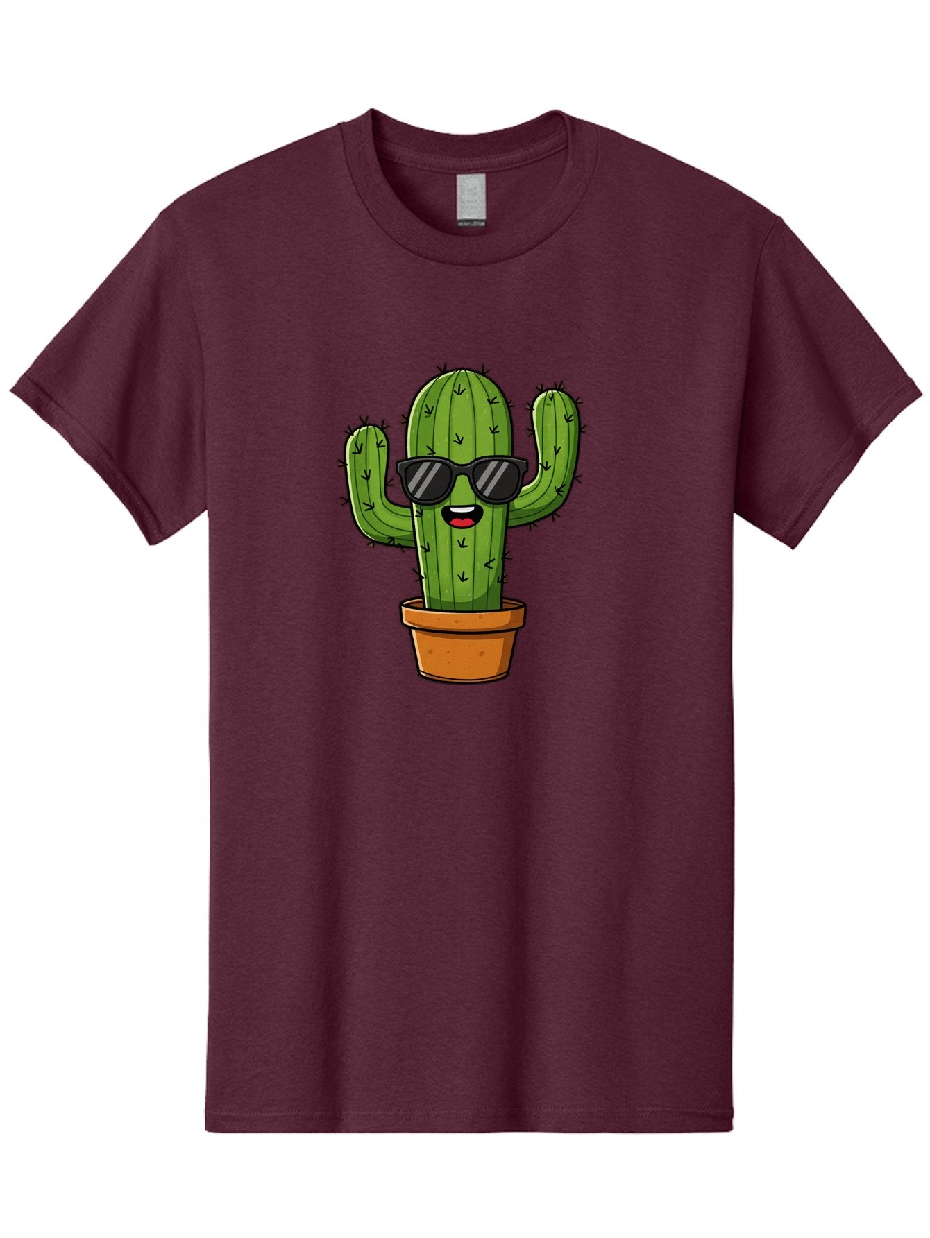 Cactus-In-Sunglasses-1 Men'S Graphic Tee, 100% Cotton, Comfortable Casual Summer Wear, Machine Washable, Cartoon Cactus, Pot, Sunglasses, Happy Face, Spiky Texture, Trendy Decor, Quirky Charm, Fun Design, Humorous Vibe, Cool Cactus, Bac751 7