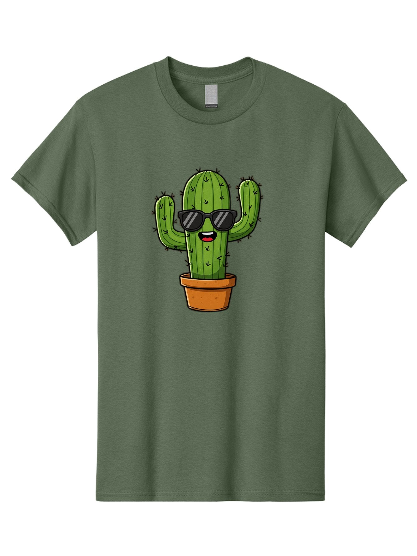 Cactus-In-Sunglasses-1 Men'S Graphic Tee, 100% Cotton, Comfortable Casual Summer Wear, Machine Washable, Cartoon Cactus, Pot, Sunglasses, Happy Face, Spiky Texture, Trendy Decor, Quirky Charm, Fun Design, Humorous Vibe, Cool Cactus, Bac751 11