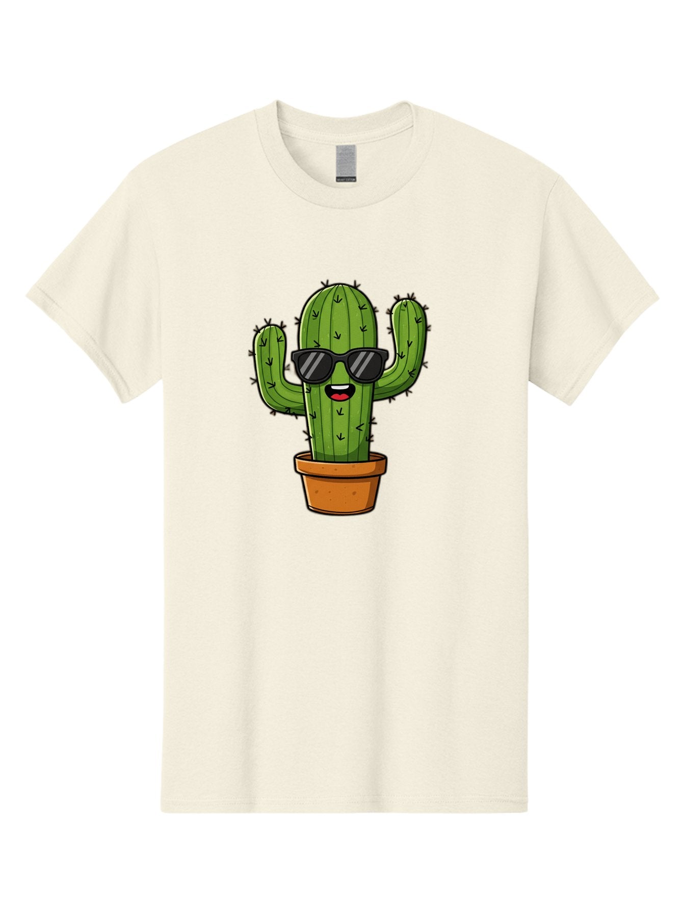 Cactus-In-Sunglasses-1 Men'S Graphic Tee, 100% Cotton, Comfortable Casual Summer Wear, Machine Washable, Cartoon Cactus, Pot, Sunglasses, Happy Face, Spiky Texture, Trendy Decor, Quirky Charm, Fun Design, Humorous Vibe, Cool Cactus, Bac751 8