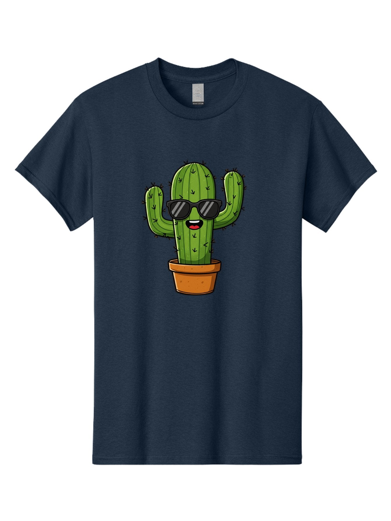 Cactus-In-Sunglasses-1 Men'S Graphic Tee, 100% Cotton, Comfortable Casual Summer Wear, Machine Washable, Cartoon Cactus, Pot, Sunglasses, Happy Face, Spiky Texture, Trendy Decor, Quirky Charm, Fun Design, Humorous Vibe, Cool Cactus, Bac751 10