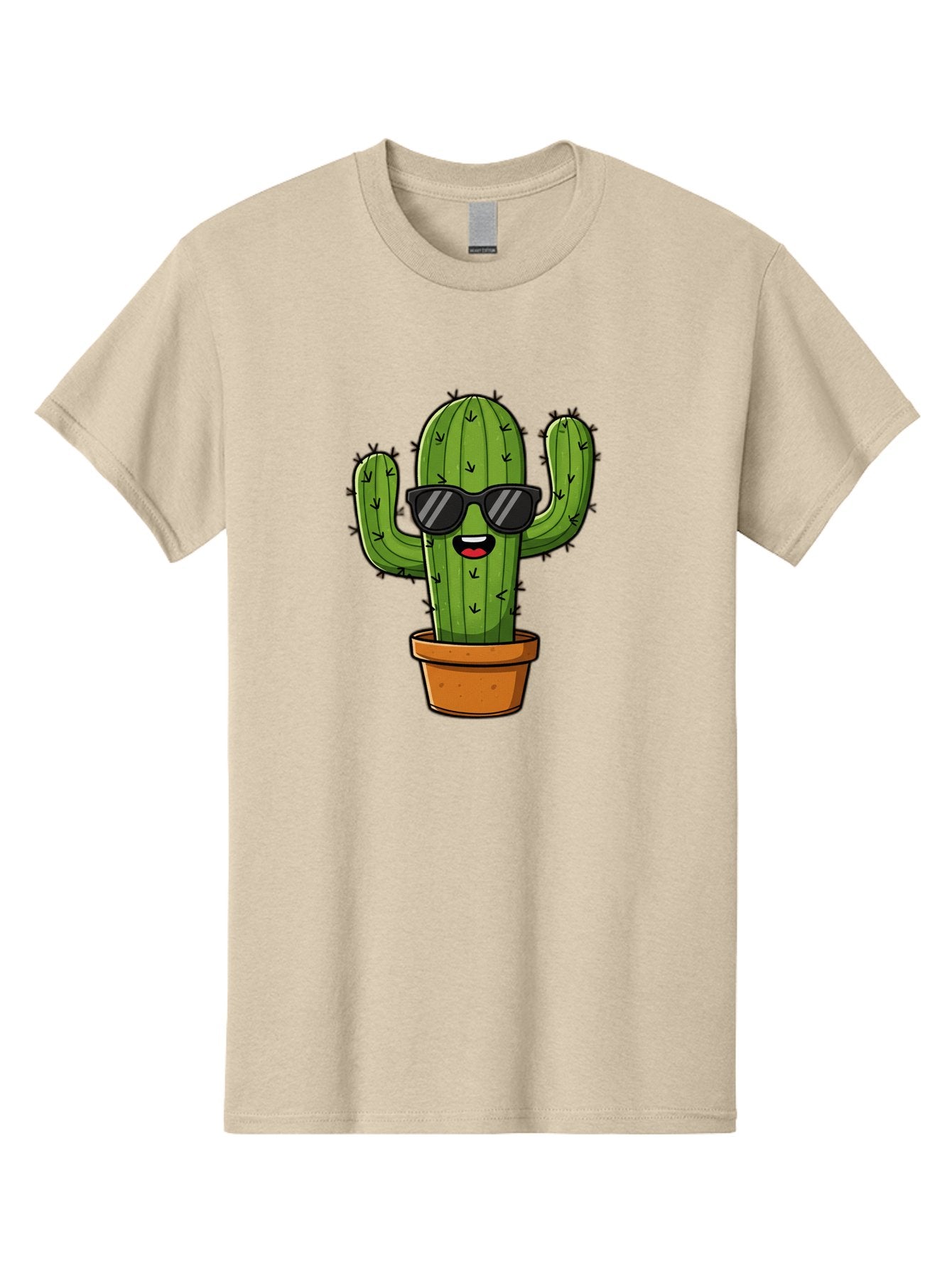 Cactus-In-Sunglasses-1 Men'S Graphic Tee, 100% Cotton, Comfortable Casual Summer Wear, Machine Washable, Cartoon Cactus, Pot, Sunglasses, Happy Face, Spiky Texture, Trendy Decor, Quirky Charm, Fun Design, Humorous Vibe, Cool Cactus, Bac751 13