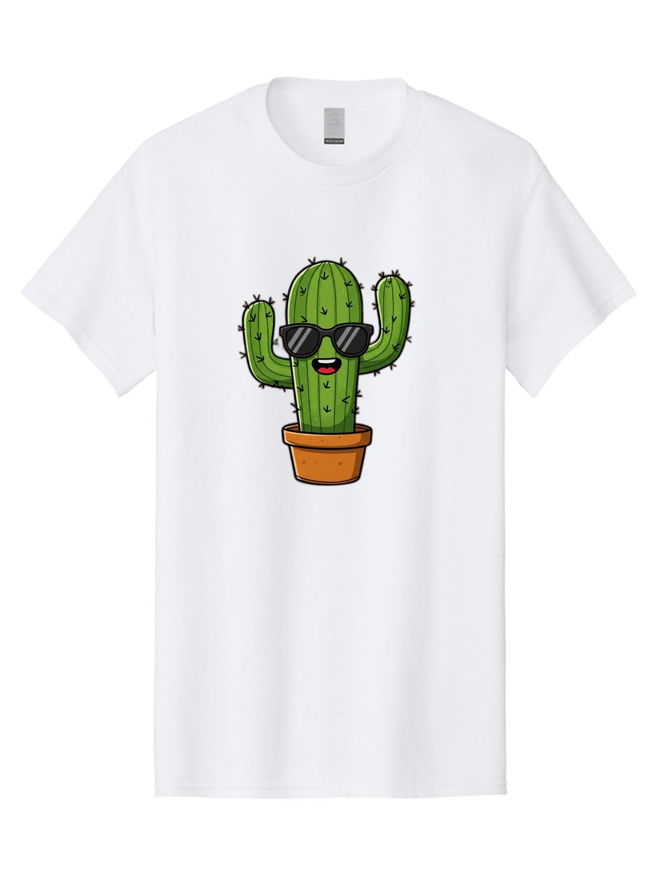 Cactus-In-Sunglasses-1 Men'S Graphic Tee, 100% Cotton, Comfortable Casual Summer Wear, Machine Washable, Cartoon Cactus, Pot, Sunglasses, Happy Face, Spiky Texture, Trendy Decor, Quirky Charm, Fun Design, Humorous Vibe, Cool Cactus, Bac751