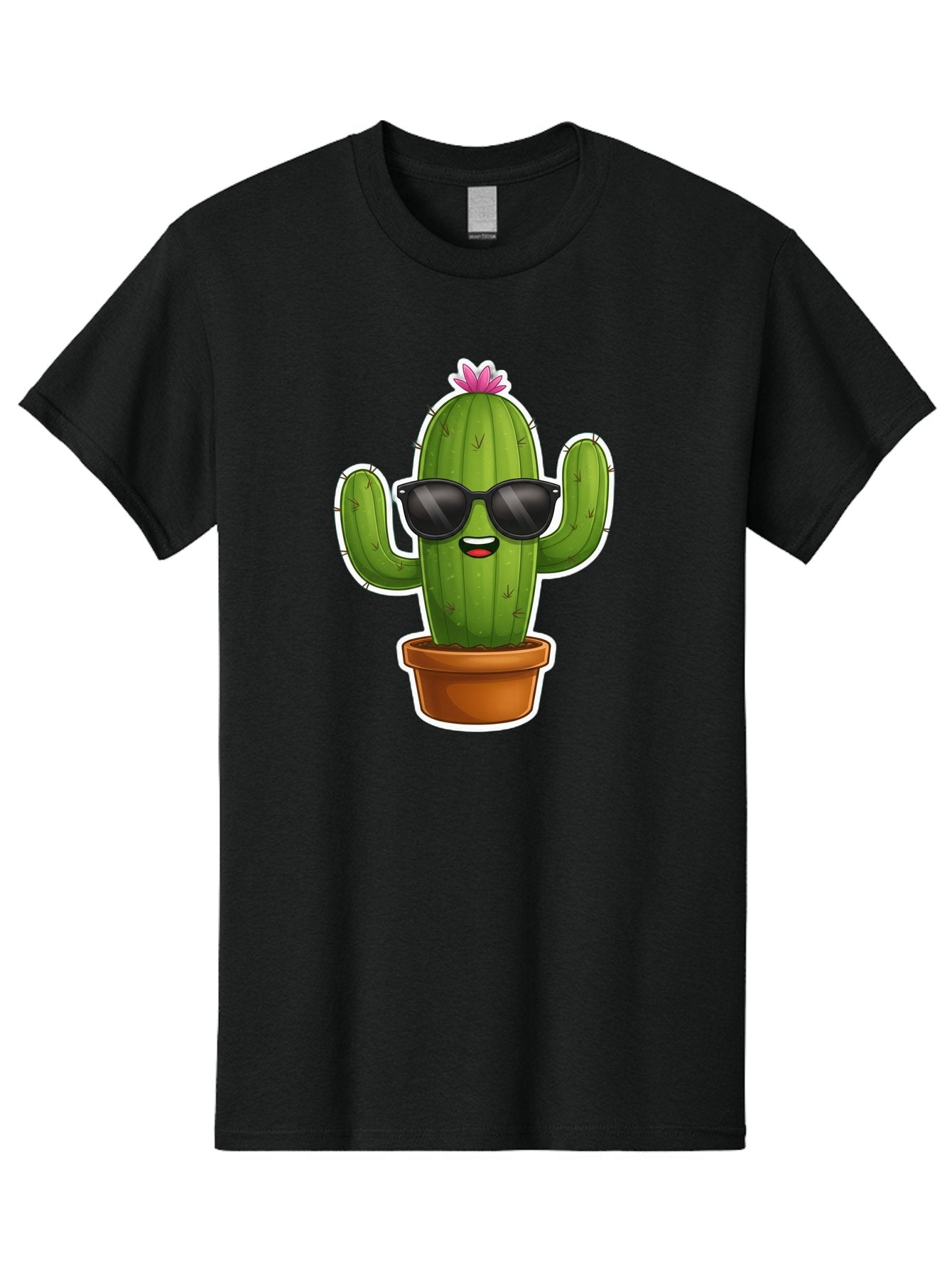 Cactus-In-Sunglasses Men'S Graphic Tee, 100% Cotton, Comfortable Casual Summer Wear, Machine Washable, Cartoon Cactus, Sunglasses, Cool Cactus, Potted Plant, Desert Humor, Fun Character, Quirky Illustration, Cactus Love, Trendy Graphics Bac752 10