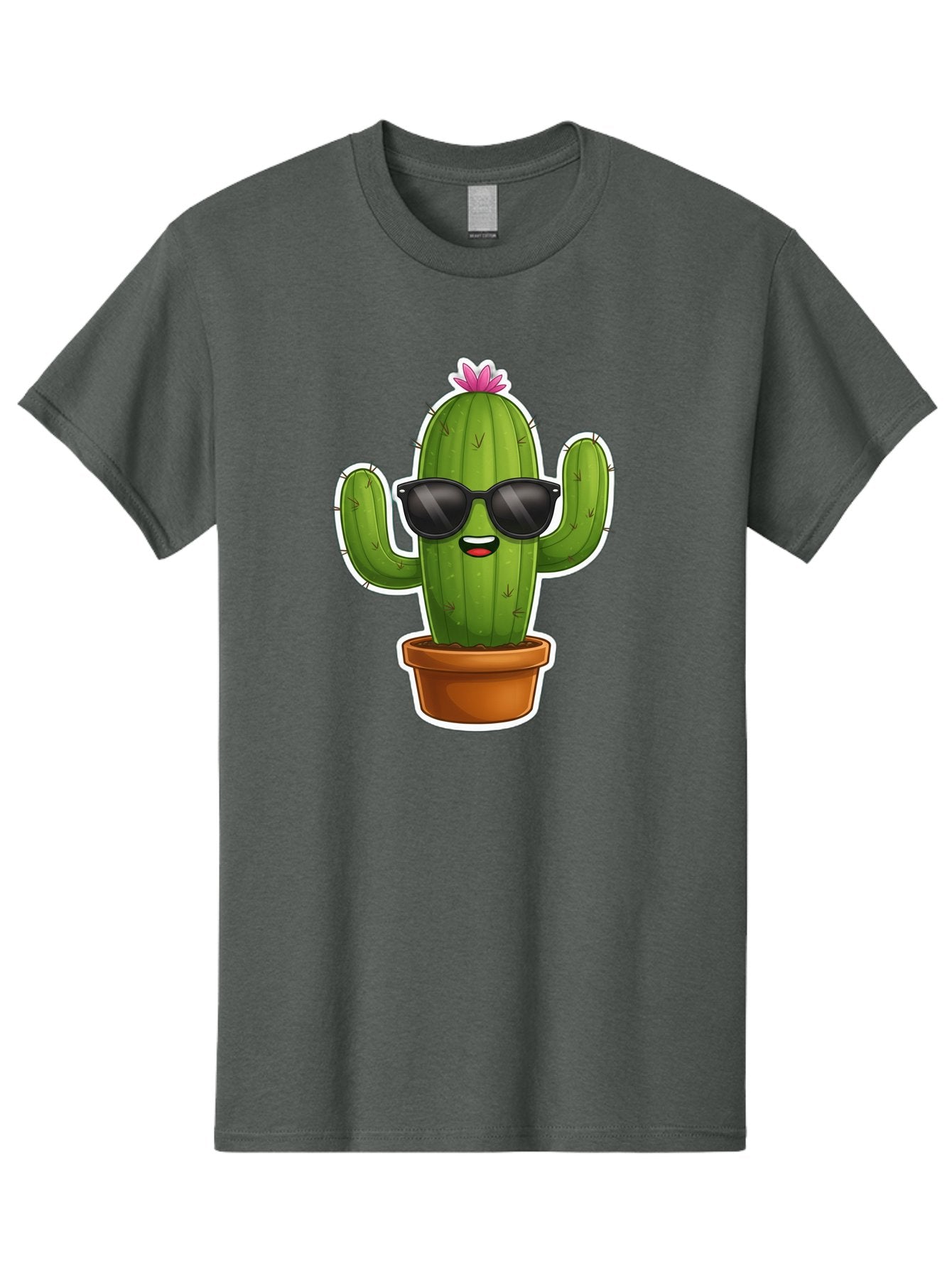 Cactus-In-Sunglasses Men'S Graphic Tee, 100% Cotton, Comfortable Casual Summer Wear, Machine Washable, Cartoon Cactus, Sunglasses, Cool Cactus, Potted Plant, Desert Humor, Fun Character, Quirky Illustration, Cactus Love, Trendy Graphics Bac752 12