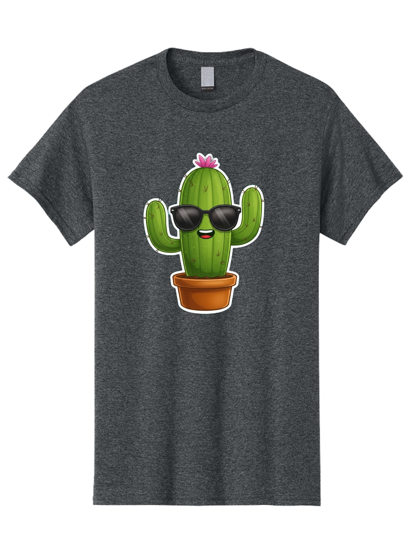 Cactus-In-Sunglasses Men'S Graphic Tee, 100% Cotton, Comfortable Casual Summer Wear, Machine Washable, Cartoon Cactus, Sunglasses, Cool Cactus, Potted Plant, Desert Humor, Fun Character, Quirky Illustration, Cactus Love, Trendy Graphics Bac752 8