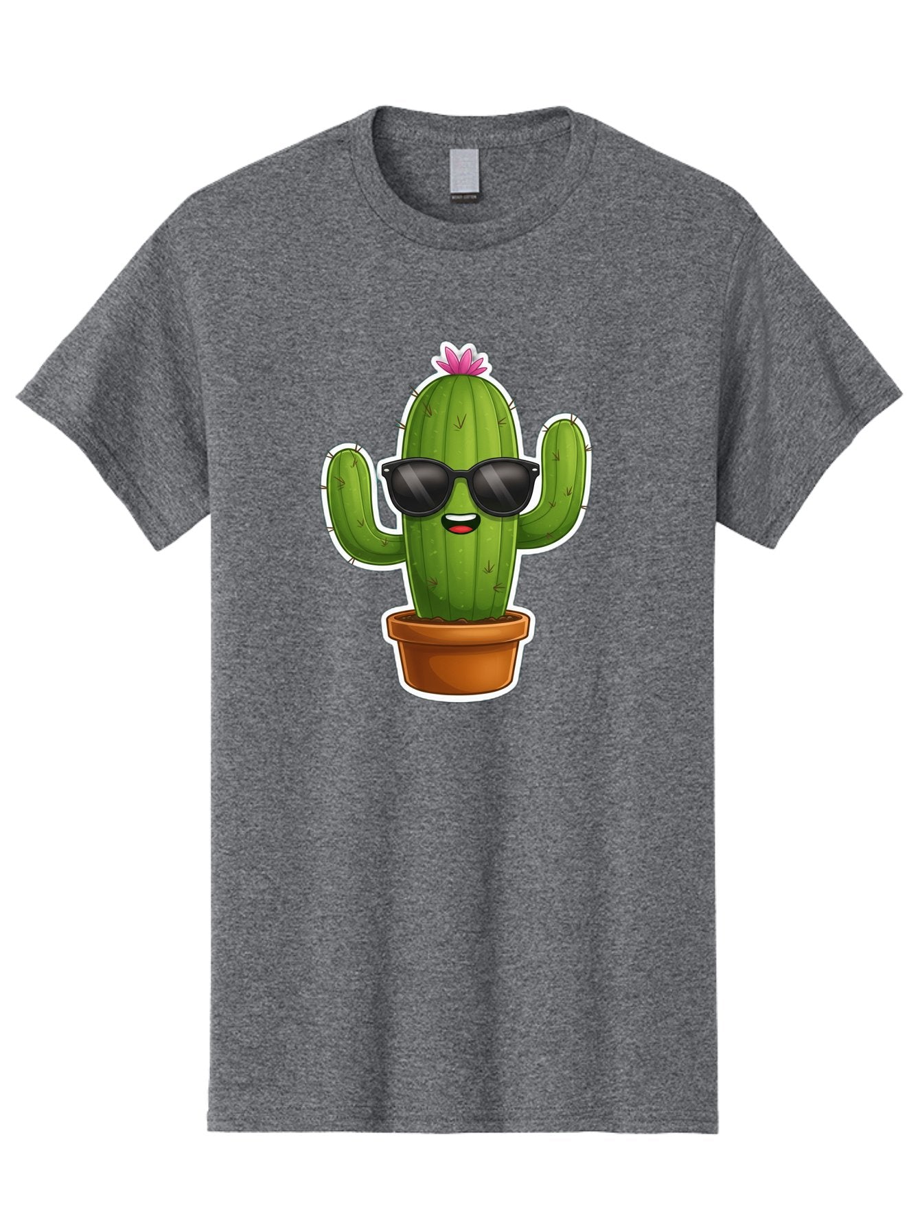Cactus-In-Sunglasses Men'S Graphic Tee, 100% Cotton, Comfortable Casual Summer Wear, Machine Washable, Cartoon Cactus, Sunglasses, Cool Cactus, Potted Plant, Desert Humor, Fun Character, Quirky Illustration, Cactus Love, Trendy Graphics Bac752 5