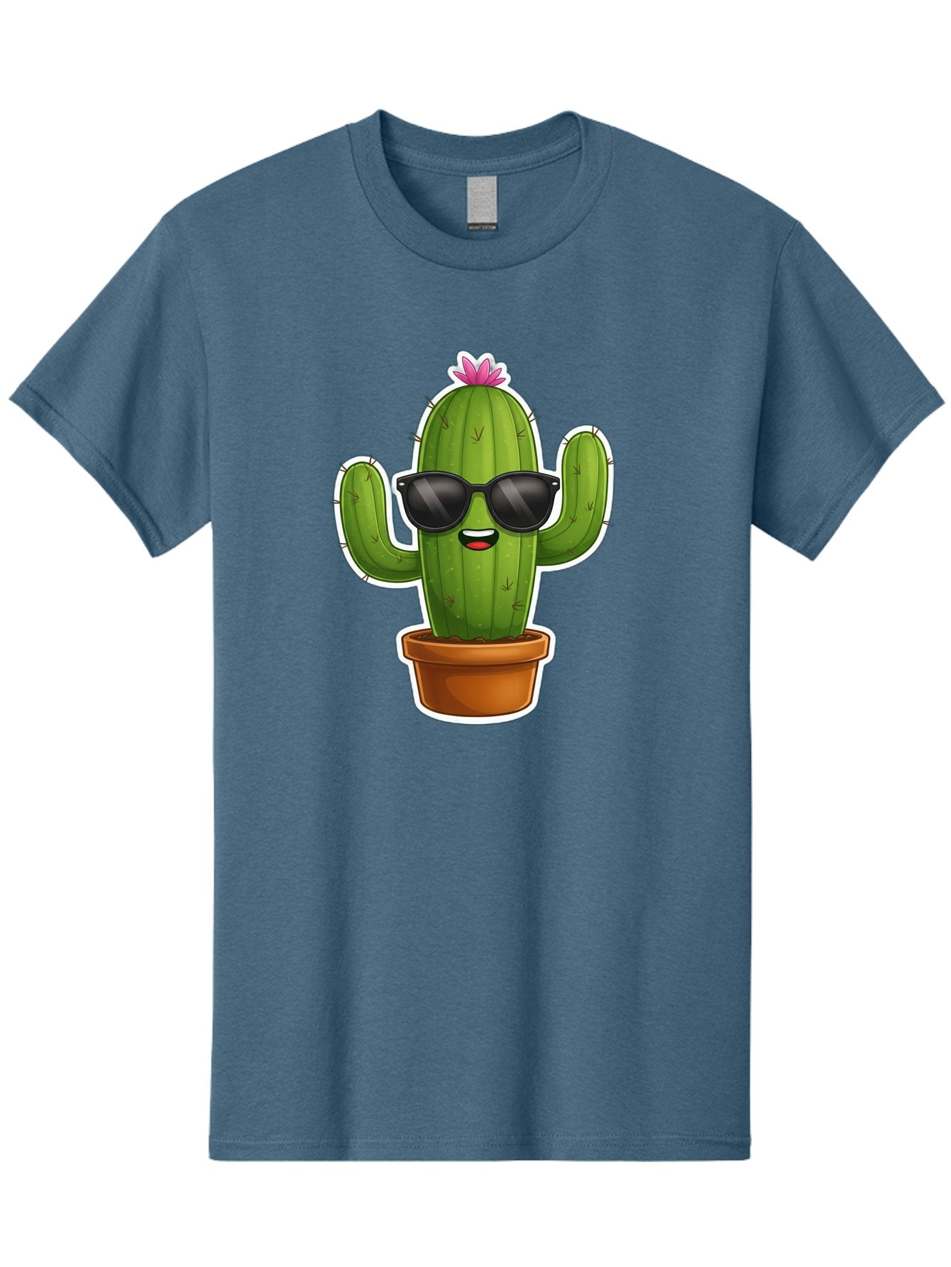 Cactus-In-Sunglasses Men'S Graphic Tee, 100% Cotton, Comfortable Casual Summer Wear, Machine Washable, Cartoon Cactus, Sunglasses, Cool Cactus, Potted Plant, Desert Humor, Fun Character, Quirky Illustration, Cactus Love, Trendy Graphics Bac752 9