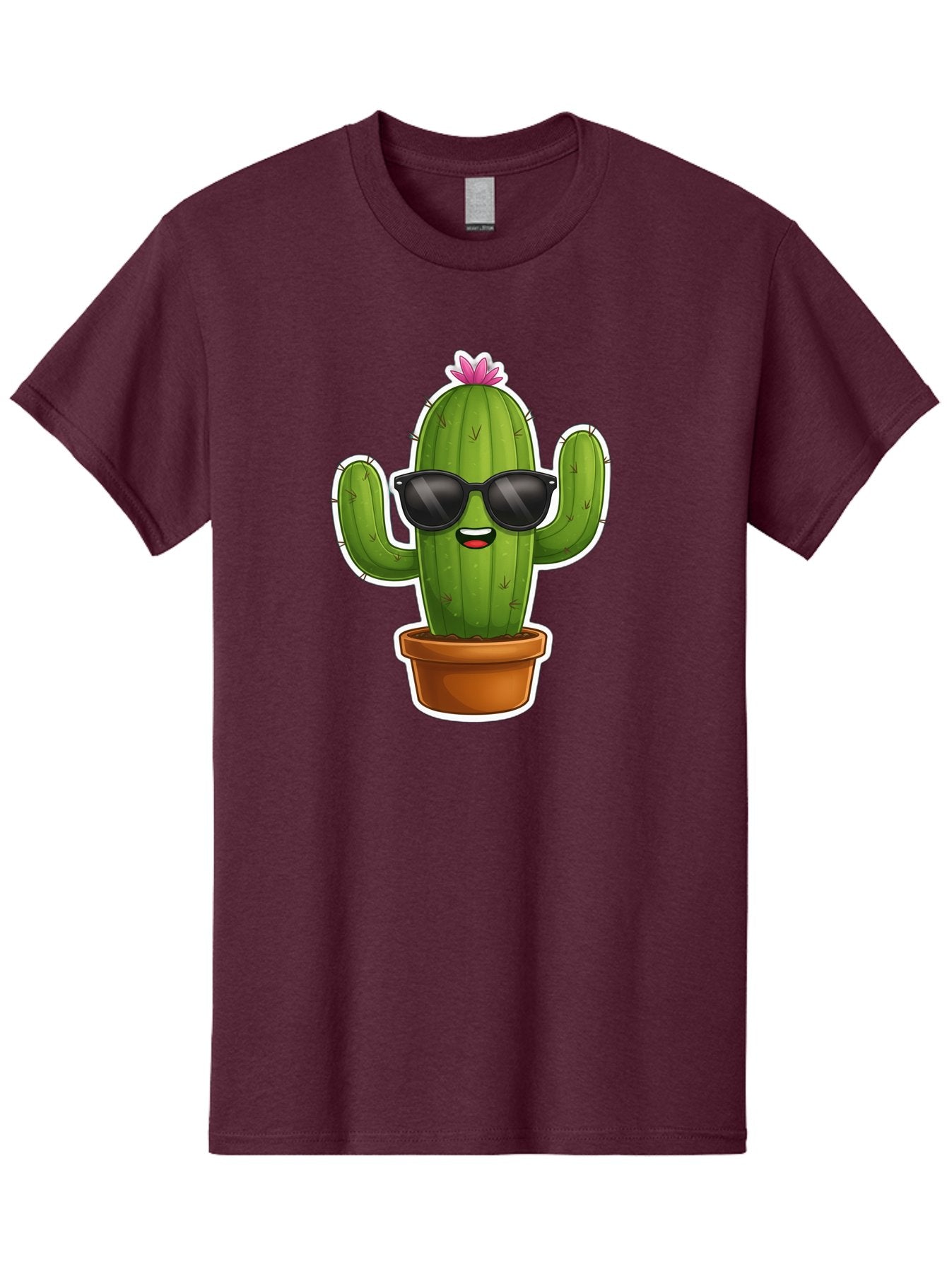 Cactus-In-Sunglasses Men'S Graphic Tee, 100% Cotton, Comfortable Casual Summer Wear, Machine Washable, Cartoon Cactus, Sunglasses, Cool Cactus, Potted Plant, Desert Humor, Fun Character, Quirky Illustration, Cactus Love, Trendy Graphics Bac752 15