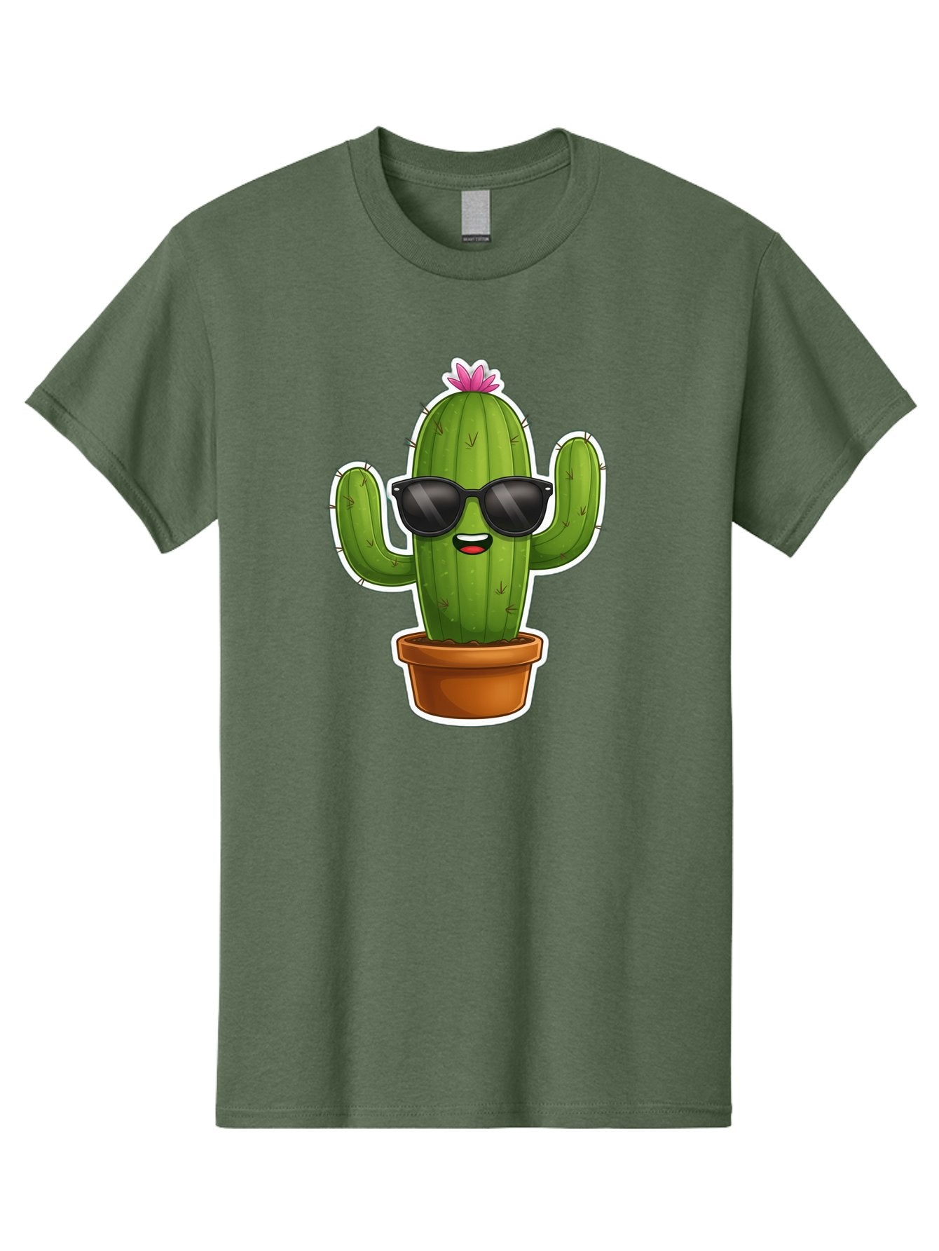 Cactus-In-Sunglasses Men'S Graphic Tee, 100% Cotton, Comfortable Casual Summer Wear, Machine Washable, Cartoon Cactus, Sunglasses, Cool Cactus, Potted Plant, Desert Humor, Fun Character, Quirky Illustration, Cactus Love, Trendy Graphics Bac752 7