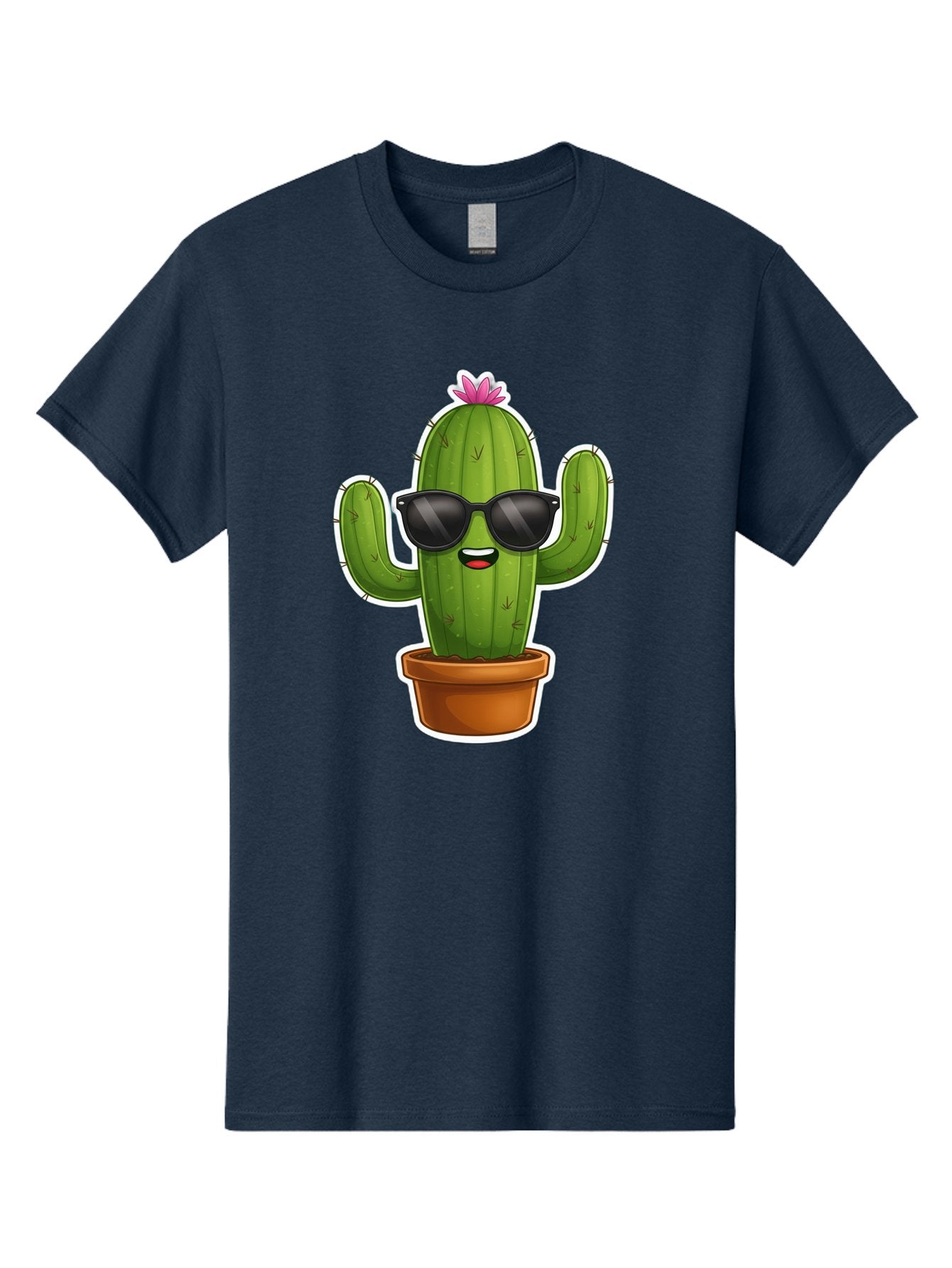 Cactus-In-Sunglasses Men'S Graphic Tee, 100% Cotton, Comfortable Casual Summer Wear, Machine Washable, Cartoon Cactus, Sunglasses, Cool Cactus, Potted Plant, Desert Humor, Fun Character, Quirky Illustration, Cactus Love, Trendy Graphics Bac752 13