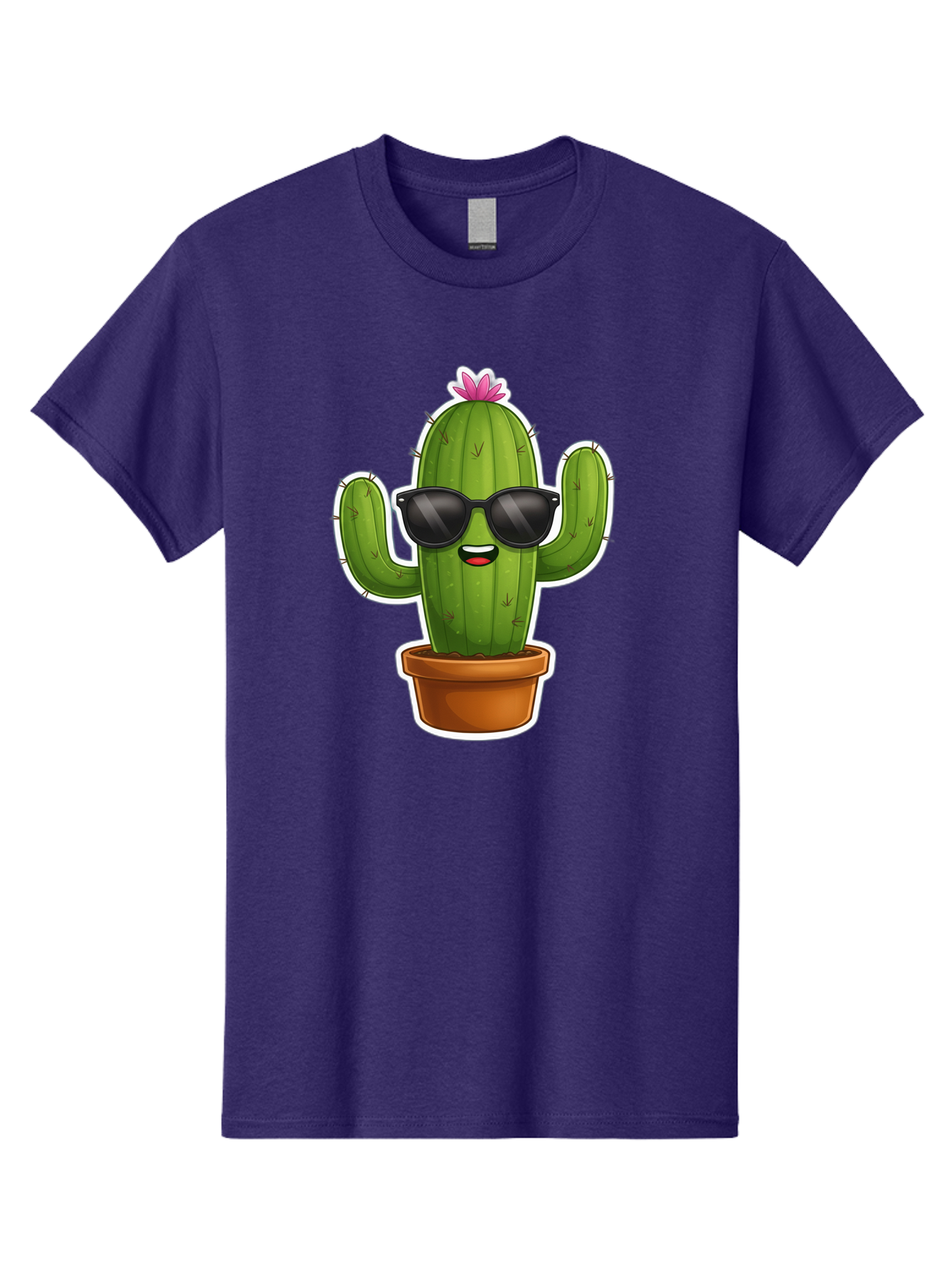 Cactus-In-Sunglasses Men'S Graphic Tee, 100% Cotton, Comfortable Casual Summer Wear, Machine Washable, Cartoon Cactus, Sunglasses, Cool Cactus, Potted Plant, Desert Humor, Fun Character, Quirky Illustration, Cactus Love, Trendy Graphics Bac752 10