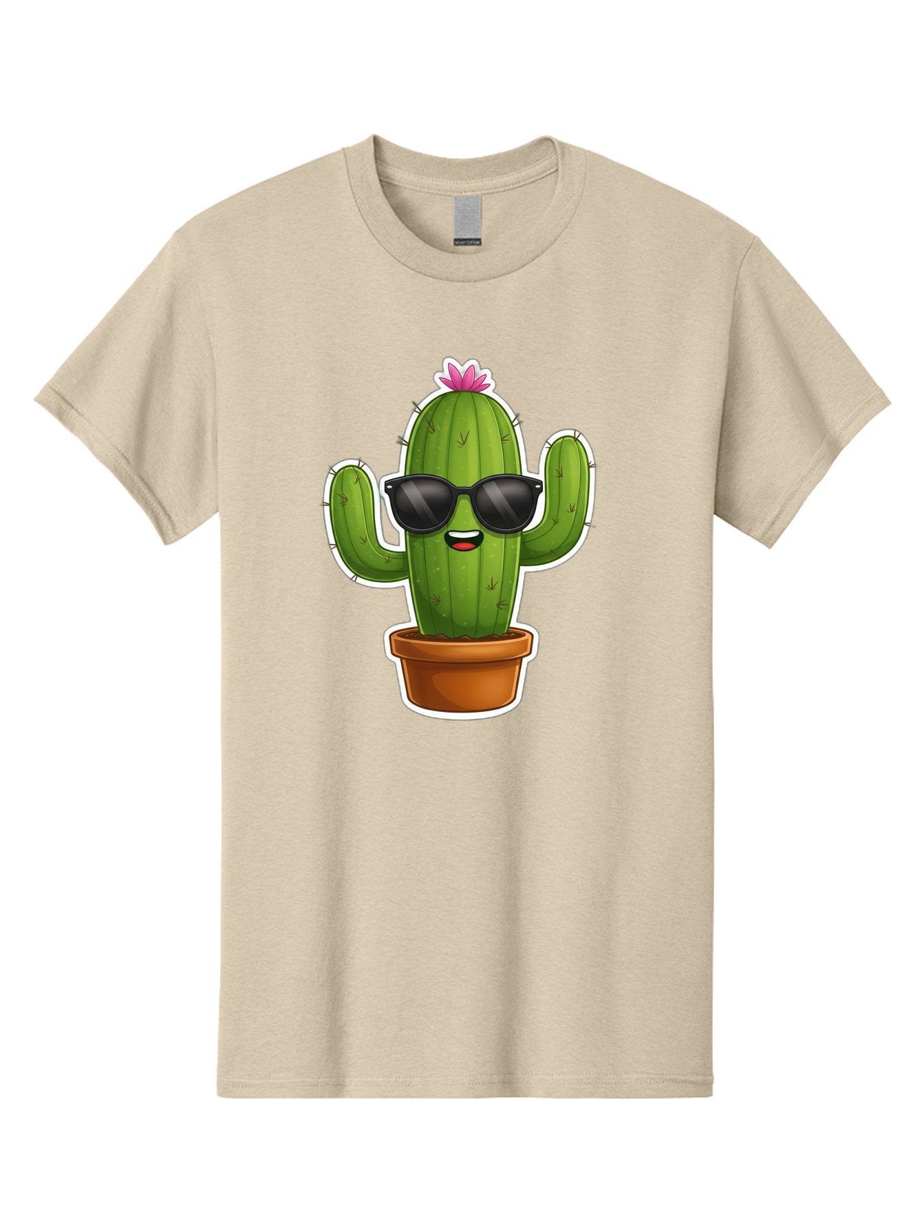 Cactus-In-Sunglasses Men'S Graphic Tee, 100% Cotton, Comfortable Casual Summer Wear, Machine Washable, Cartoon Cactus, Sunglasses, Cool Cactus, Potted Plant, Desert Humor, Fun Character, Quirky Illustration, Cactus Love, Trendy Graphics Bac752 14