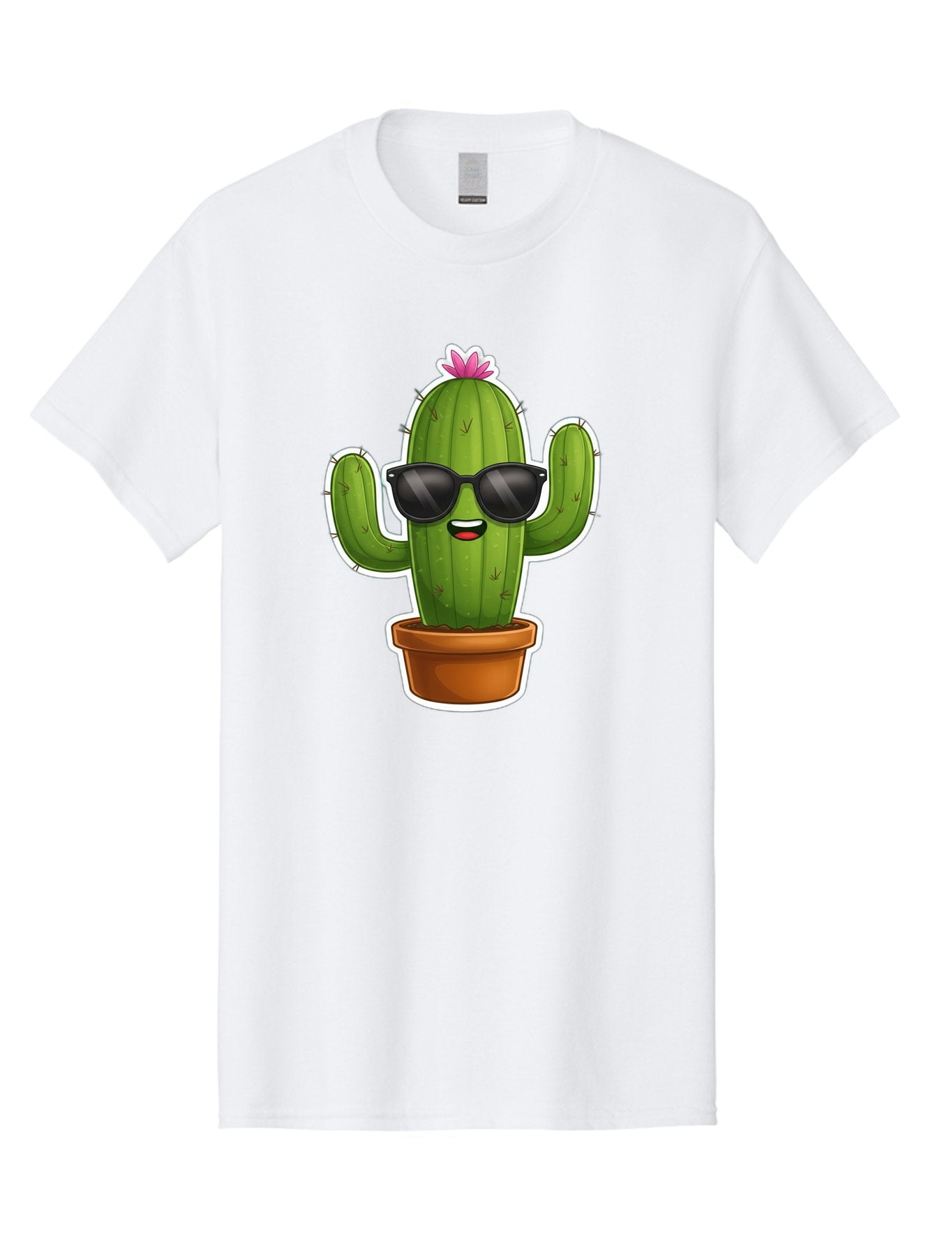 Cactus-In-Sunglasses Men'S Graphic Tee, 100% Cotton, Comfortable Casual Summer Wear, Machine Washable, Cartoon Cactus, Sunglasses, Cool Cactus, Potted Plant, Desert Humor, Fun Character, Quirky Illustration, Cactus Love, Trendy Graphics Bac752 6