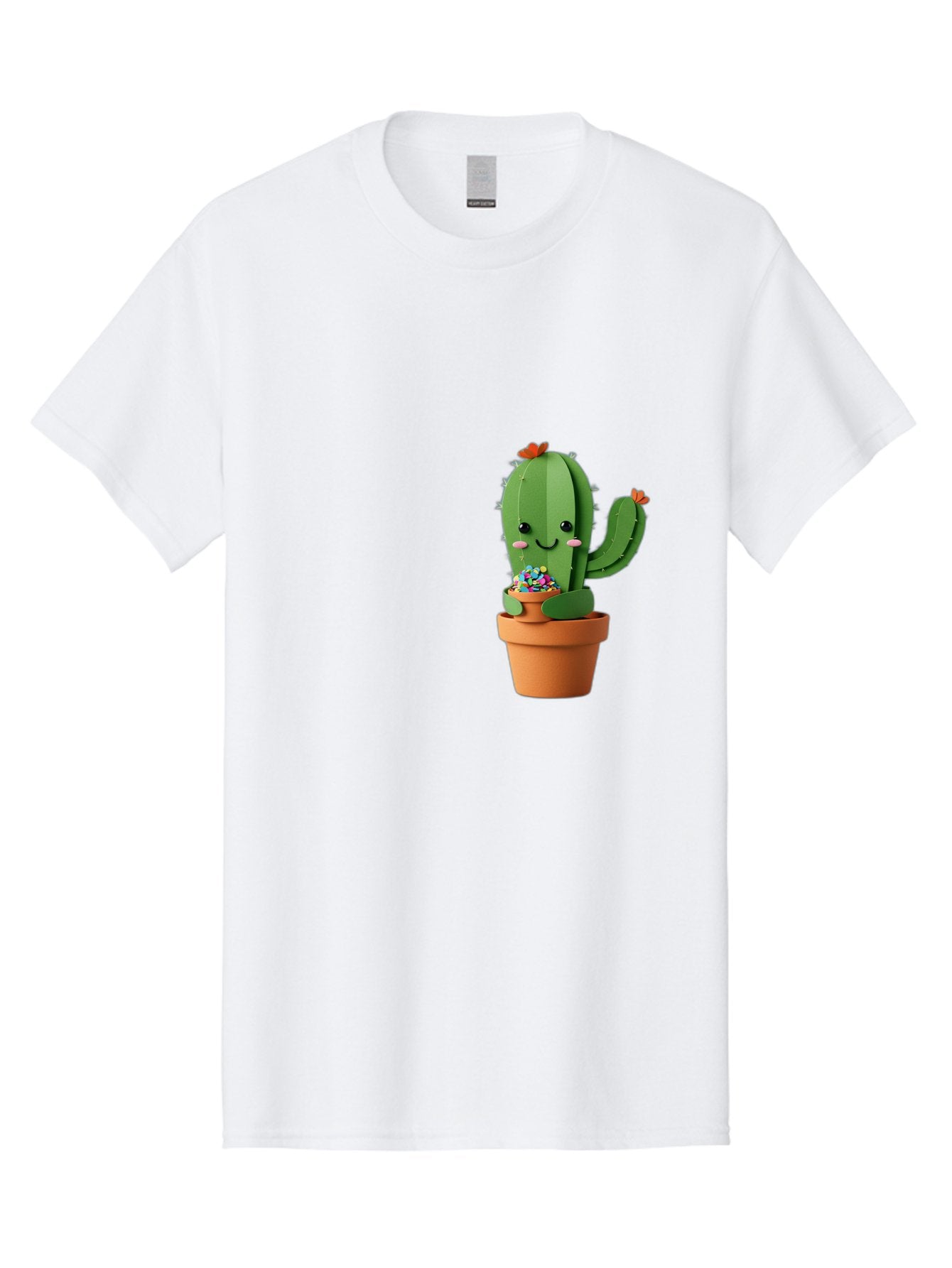 Cactus-Kawaii Men'S Graphic Tee, 100% Cotton, Comfortable Casual Summer Wear, Machine Washable, Cartoon Cactus, Cuddly Character, Pot Of Candy, Smiling Face, Cute Design, Adorable Illustration, Kawaii Art Bac753 15