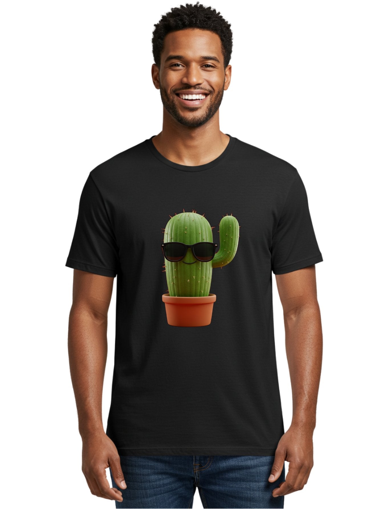 Cactus-Sunglasses Men'S Graphic Tee, 100% Cotton, Comfortable Casual Summer Wear, Machine Washable, Cactus Wearing Sunglasses, Potted Cactus, Cool Cactus, Trendy Plant, Cactus With Shades, Funny Cactus, Modern Decor, Quirky Decoration Bac755 19