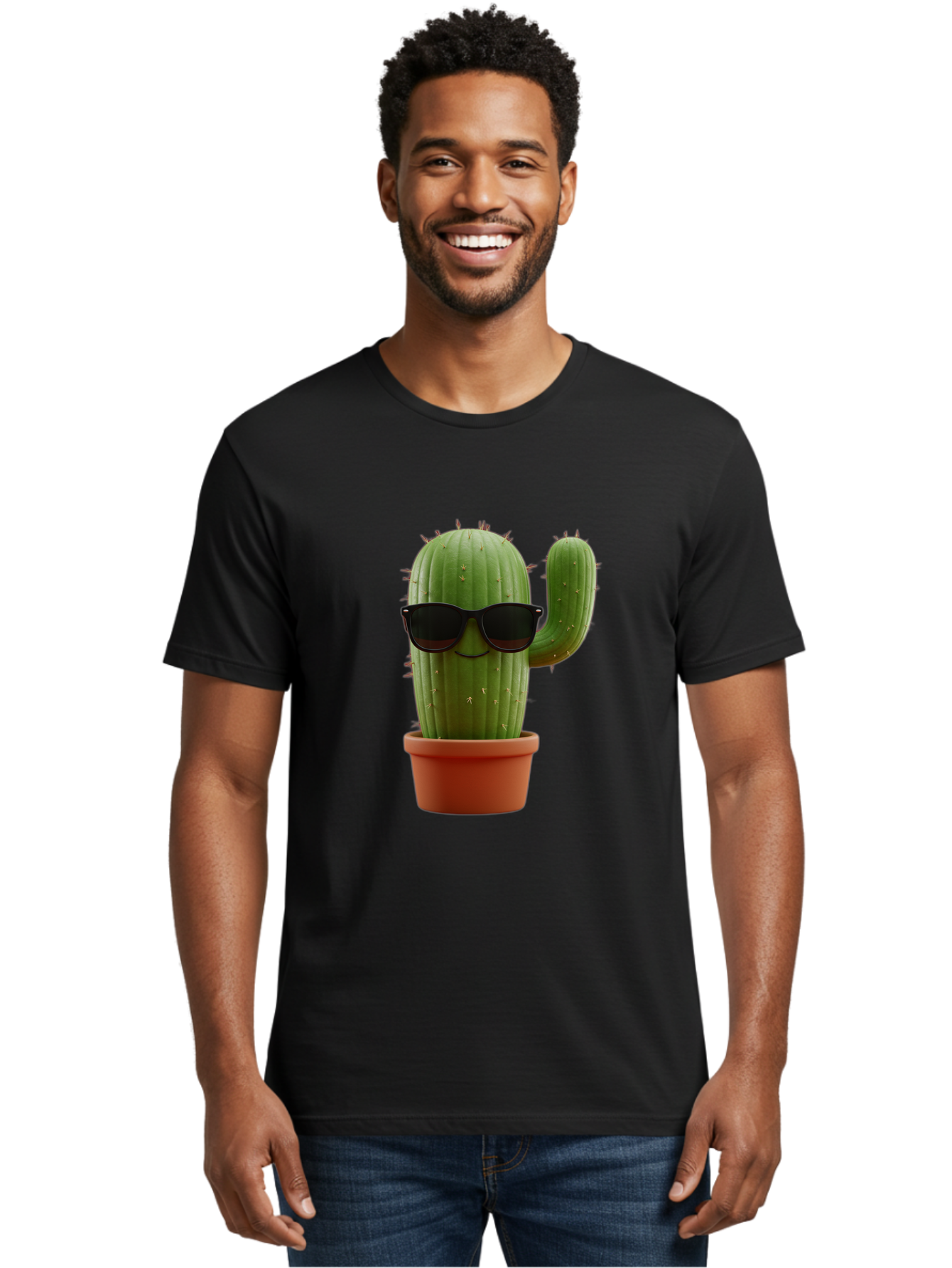 Cactus-Sunglasses Men'S Graphic Tee, 100% Cotton, Comfortable Casual Summer Wear, Machine Washable, Cactus Wearing Sunglasses, Potted Cactus, Cool Cactus, Trendy Plant, Cactus With Shades, Funny Cactus, Modern Decor, Quirky Decoration Bac755 26