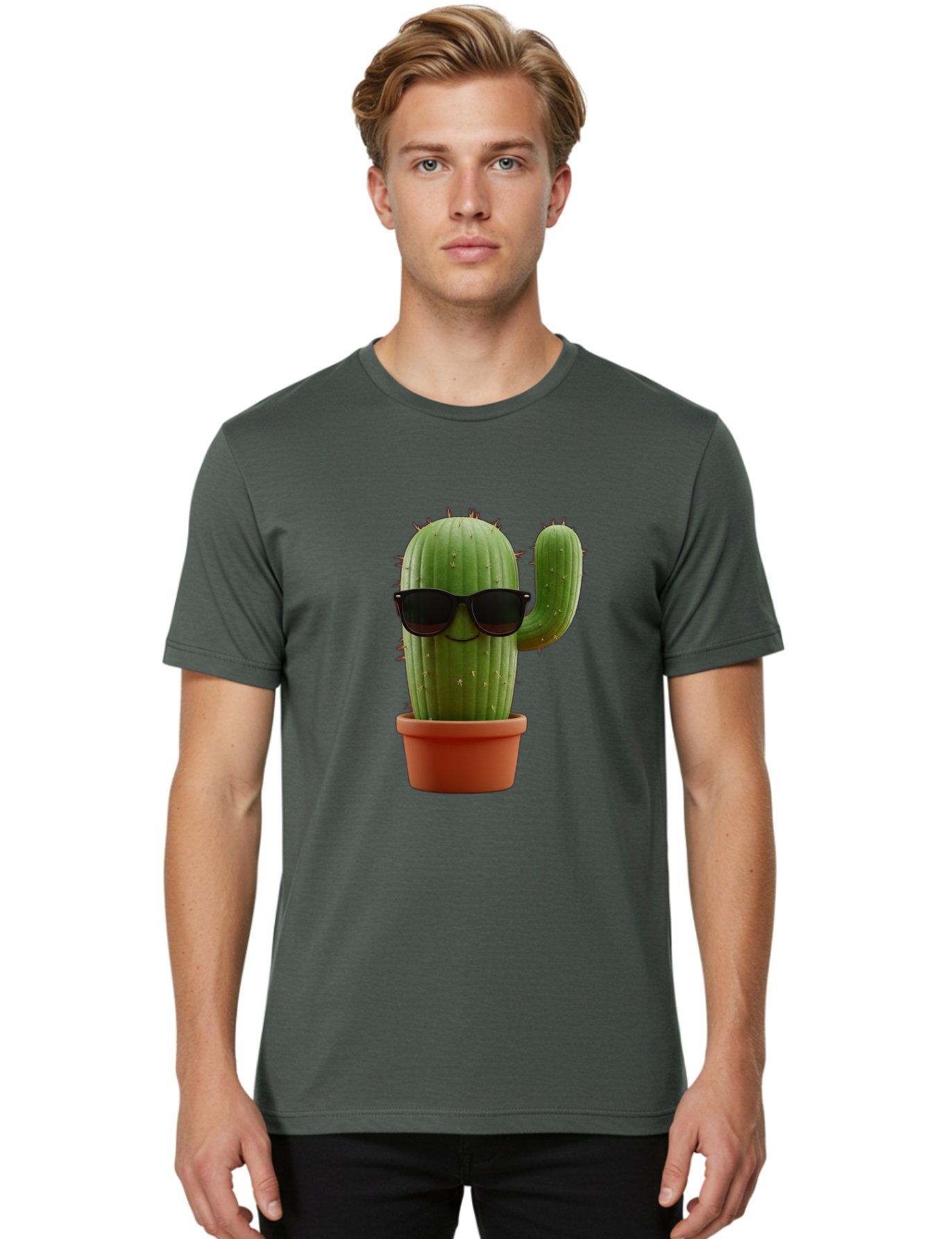 Cactus-Sunglasses Men'S Graphic Tee, 100% Cotton, Comfortable Casual Summer Wear, Machine Washable, Cactus Wearing Sunglasses, Potted Cactus, Cool Cactus, Trendy Plant, Cactus With Shades, Funny Cactus, Modern Decor, Quirky Decoration Bac755 29