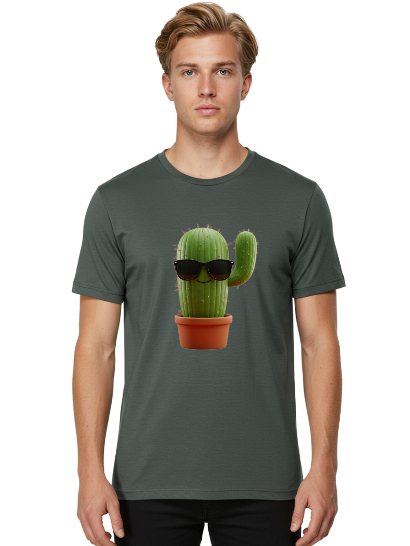 Cactus-Sunglasses Men'S Graphic Tee, 100% Cotton, Comfortable Casual Summer Wear, Machine Washable, Cactus Wearing Sunglasses, Potted Cactus, Cool Cactus, Trendy Plant, Cactus With Shades, Funny Cactus, Modern Decor, Quirky Decoration Bac755 17