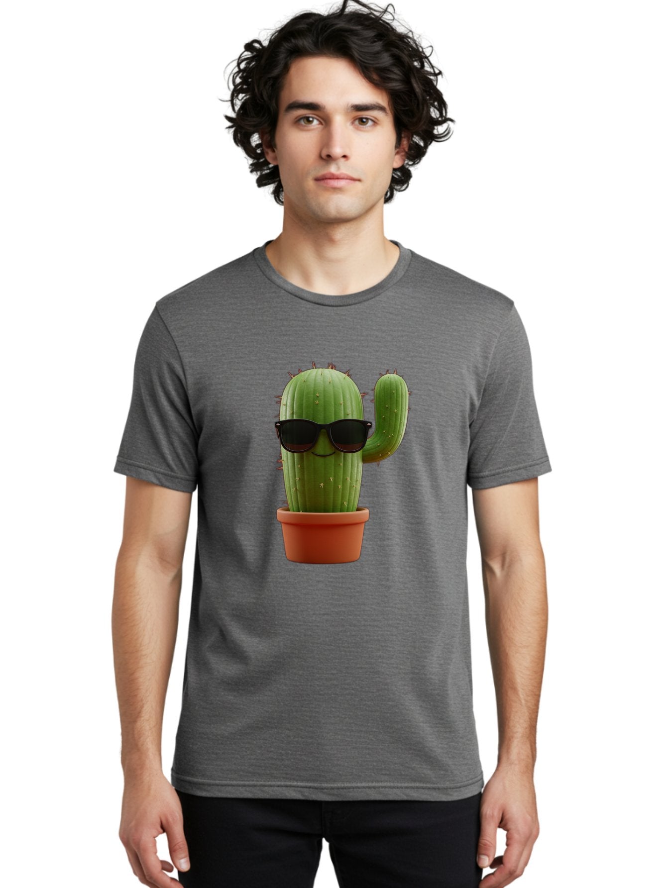 Cactus-Sunglasses Men'S Graphic Tee, 100% Cotton, Comfortable Casual Summer Wear, Machine Washable, Cactus Wearing Sunglasses, Potted Cactus, Cool Cactus, Trendy Plant, Cactus With Shades, Funny Cactus, Modern Decor, Quirky Decoration Bac755 28