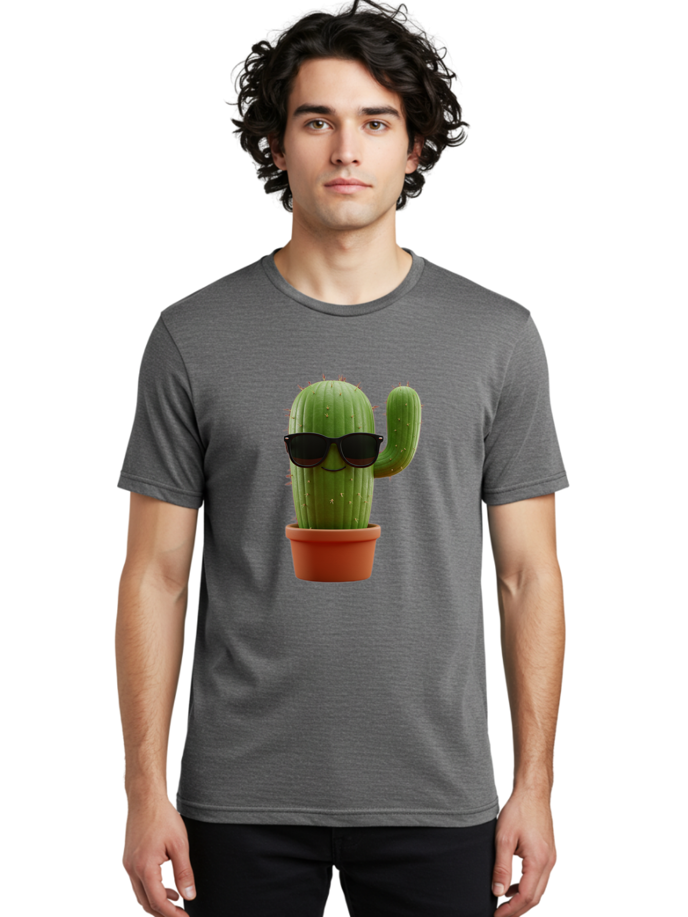 Cactus-Sunglasses Men'S Graphic Tee, 100% Cotton, Comfortable Casual Summer Wear, Machine Washable, Cactus Wearing Sunglasses, Potted Cactus, Cool Cactus, Trendy Plant, Cactus With Shades, Funny Cactus, Modern Decor, Quirky Decoration Bac755 18