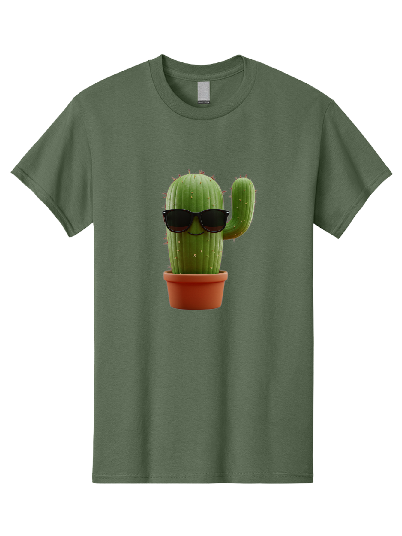 Cactus-Sunglasses Men'S Graphic Tee, 100% Cotton, Comfortable Casual Summer Wear, Machine Washable, Cactus Wearing Sunglasses, Potted Cactus, Cool Cactus, Trendy Plant, Cactus With Shades, Funny Cactus, Modern Decor, Quirky Decoration Bac755