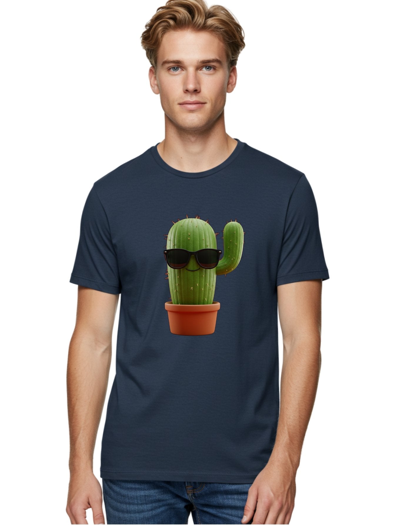 Cactus-Sunglasses Men'S Graphic Tee, 100% Cotton, Comfortable Casual Summer Wear, Machine Washable, Cactus Wearing Sunglasses, Potted Cactus, Cool Cactus, Trendy Plant, Cactus With Shades, Funny Cactus, Modern Decor, Quirky Decoration Bac755 20