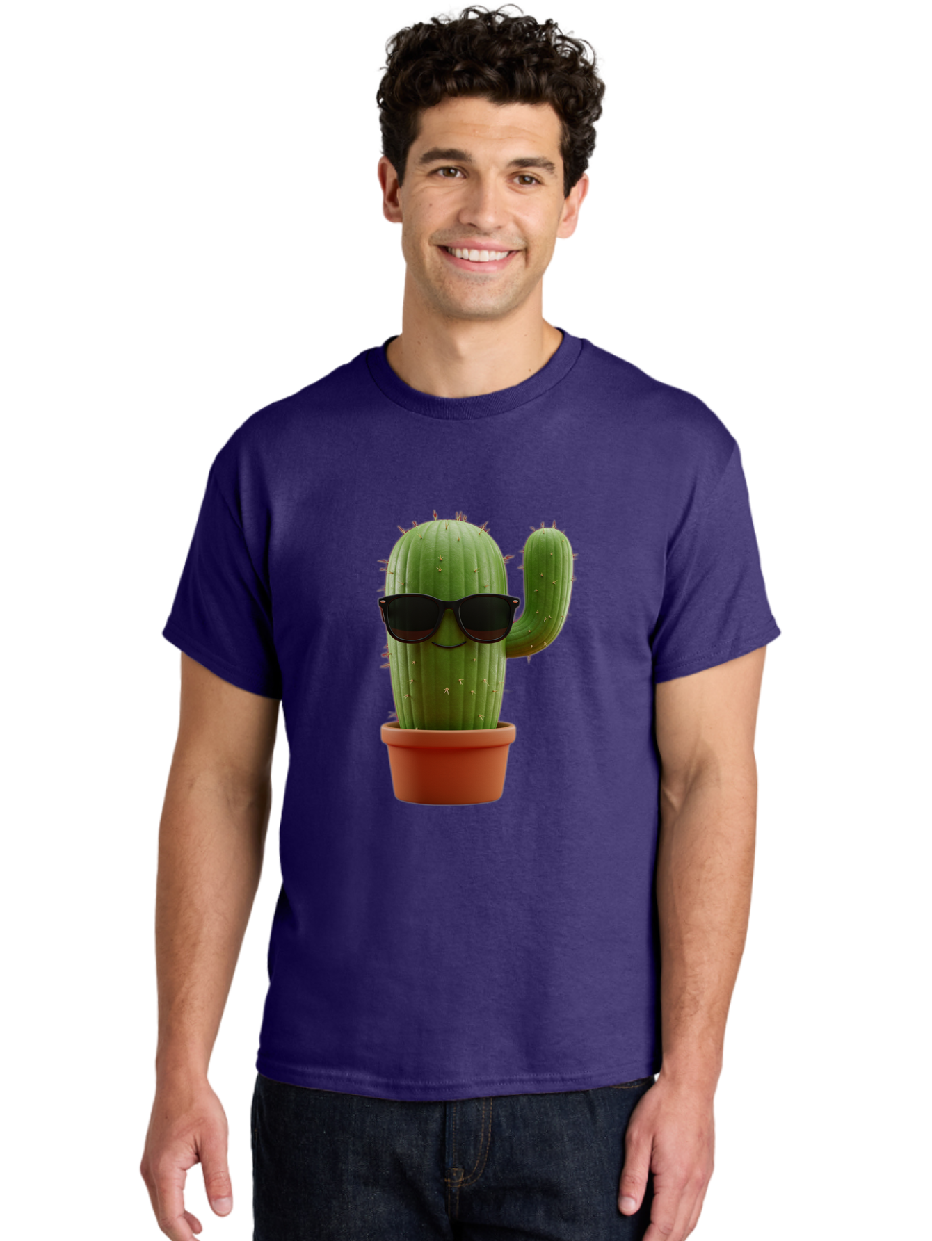 Cactus-Sunglasses Men'S Graphic Tee, 100% Cotton, Comfortable Casual Summer Wear, Machine Washable, Cactus Wearing Sunglasses, Potted Cactus, Cool Cactus, Trendy Plant, Cactus With Shades, Funny Cactus, Modern Decor, Quirky Decoration Bac755 20