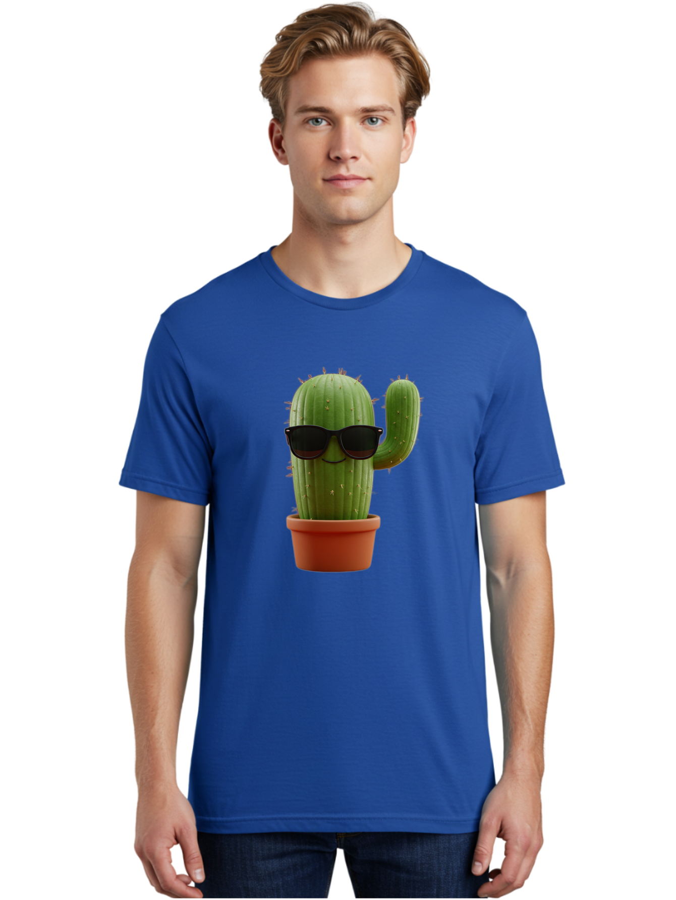 Cactus-Sunglasses Men'S Graphic Tee, 100% Cotton, Comfortable Casual Summer Wear, Machine Washable, Cactus Wearing Sunglasses, Potted Cactus, Cool Cactus, Trendy Plant, Cactus With Shades, Funny Cactus, Modern Decor, Quirky Decoration Bac755 22