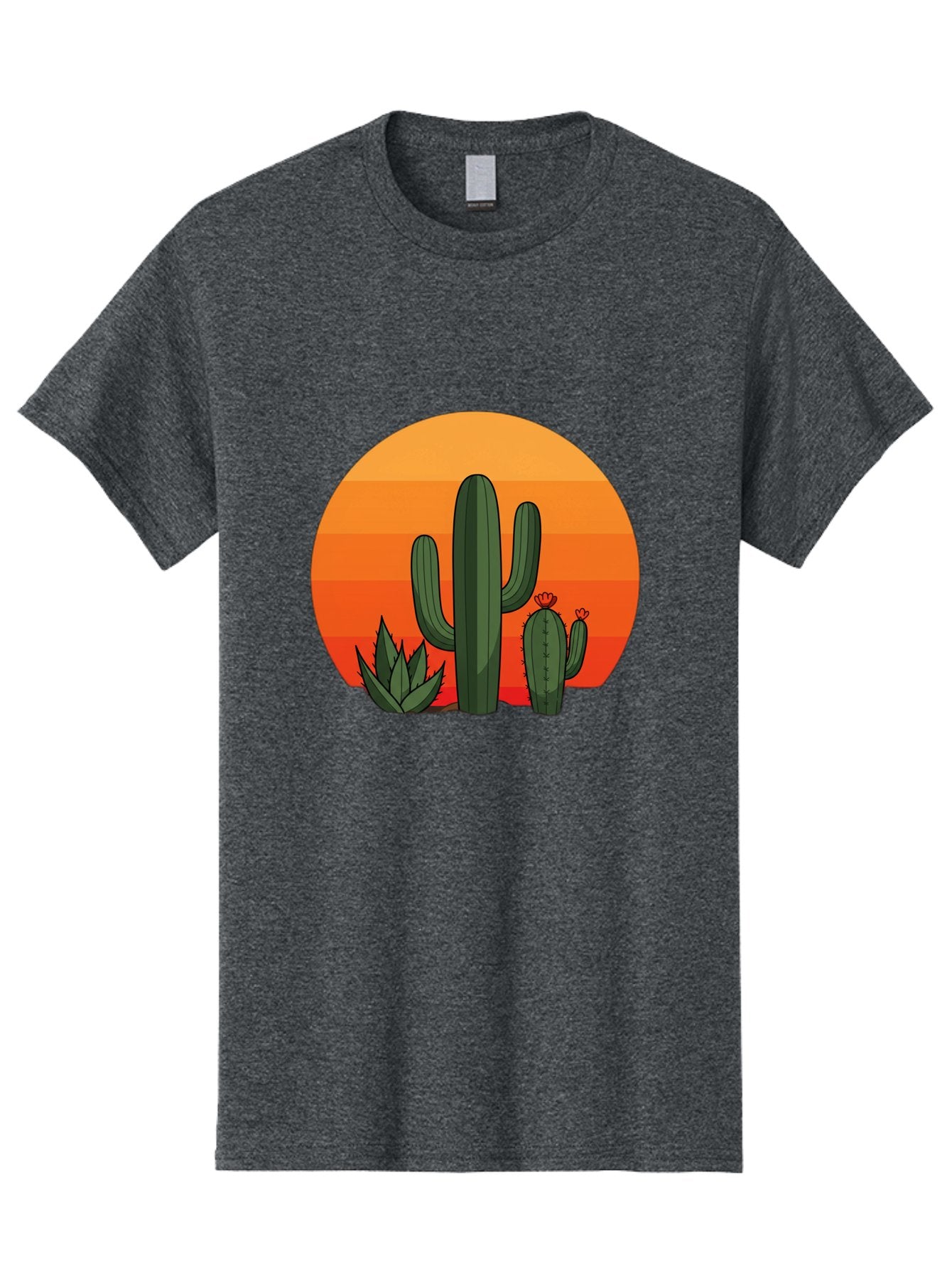 Cactus-Sunset Men'S Graphic Tee, 100% Cotton, Comfortable Casual Summer Wear, Machine Washable, Desert Landscape, Cacti And Succulents, Orange Sunset, Vibrant Colors, Desert Plants, Serene Atmosphere, Southwest Scenery, Natural Beauty Bac757 4