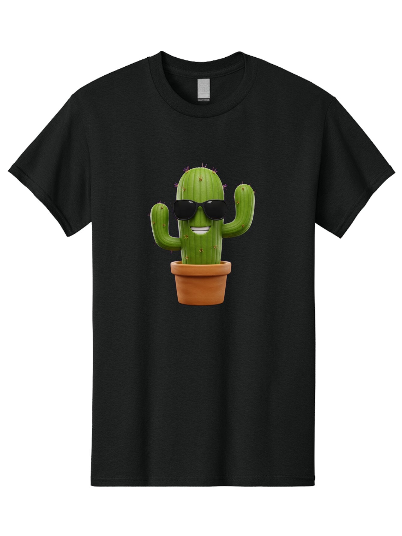 Cactus-Wearing-Sunglasses Men'S Graphic Tee, 100% Cotton, Comfortable Casual Summer Wear, Machine Washable, Cool Cactus, Cactus Wearing Sunglasses, Cartoon Cactus, Potted Plant, Quirky Character, Fun Design, Cute Plant, Fun Accessory, Bac758 12