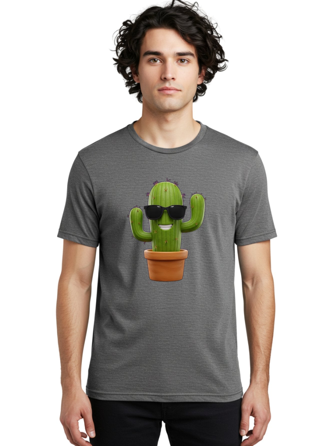 Cactus-Wearing-Sunglasses Men'S Graphic Tee, 100% Cotton, Comfortable Casual Summer Wear, Machine Washable, Cool Cactus, Cactus Wearing Sunglasses, Cartoon Cactus, Potted Plant, Quirky Character, Fun Design, Cute Plant, Fun Accessory, Bac758 20