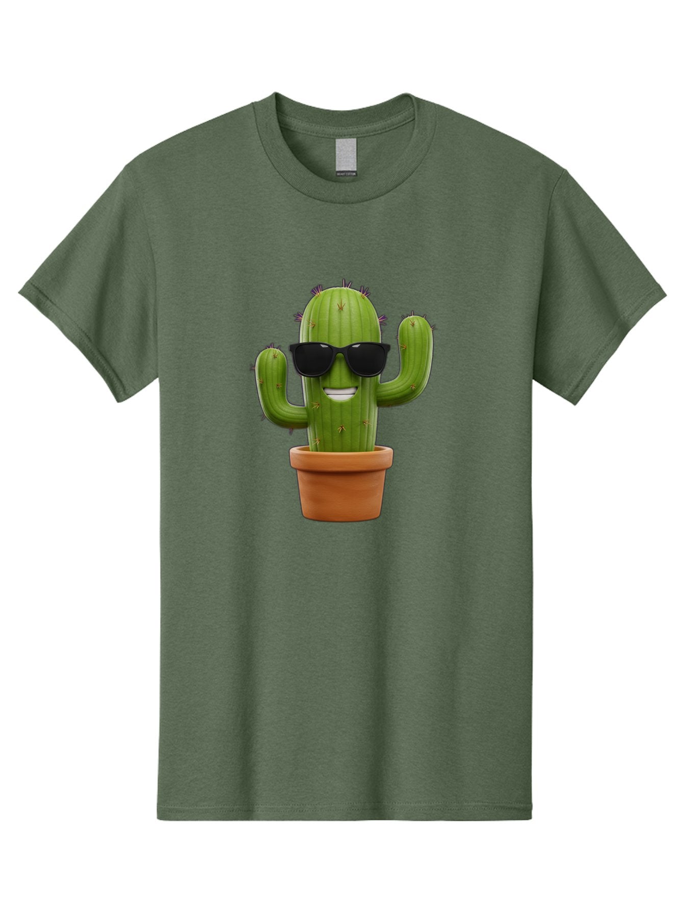 Cactus-Wearing-Sunglasses Men'S Graphic Tee, 100% Cotton, Comfortable Casual Summer Wear, Machine Washable, Cool Cactus, Cactus Wearing Sunglasses, Cartoon Cactus, Potted Plant, Quirky Character, Fun Design, Cute Plant, Fun Accessory, Bac758 11