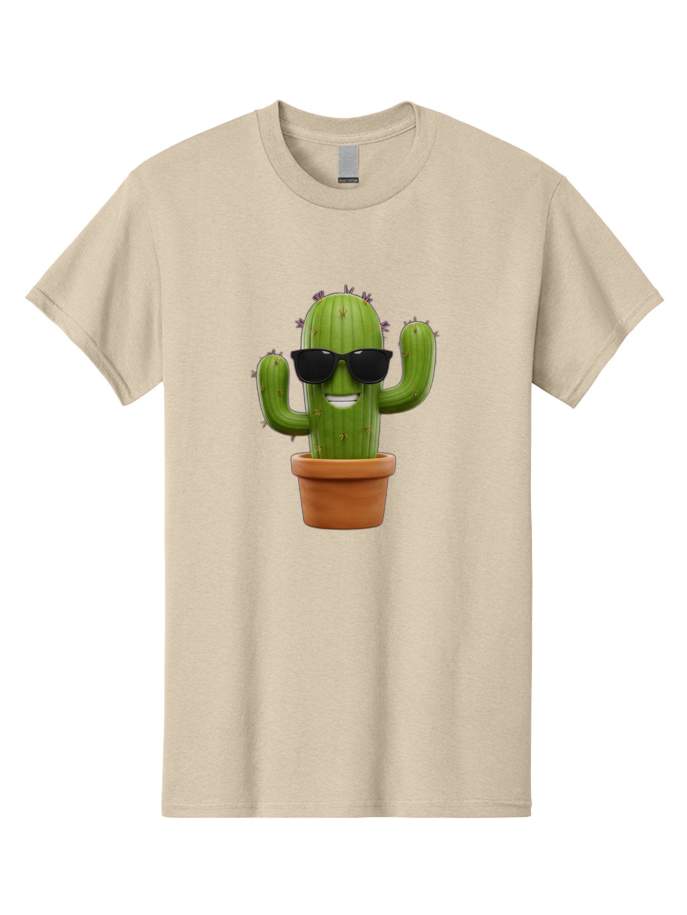 Cactus-Wearing-Sunglasses Men'S Graphic Tee, 100% Cotton, Comfortable Casual Summer Wear, Machine Washable, Cool Cactus, Cactus Wearing Sunglasses, Cartoon Cactus, Potted Plant, Quirky Character, Fun Design, Cute Plant, Fun Accessory, Bac758 6