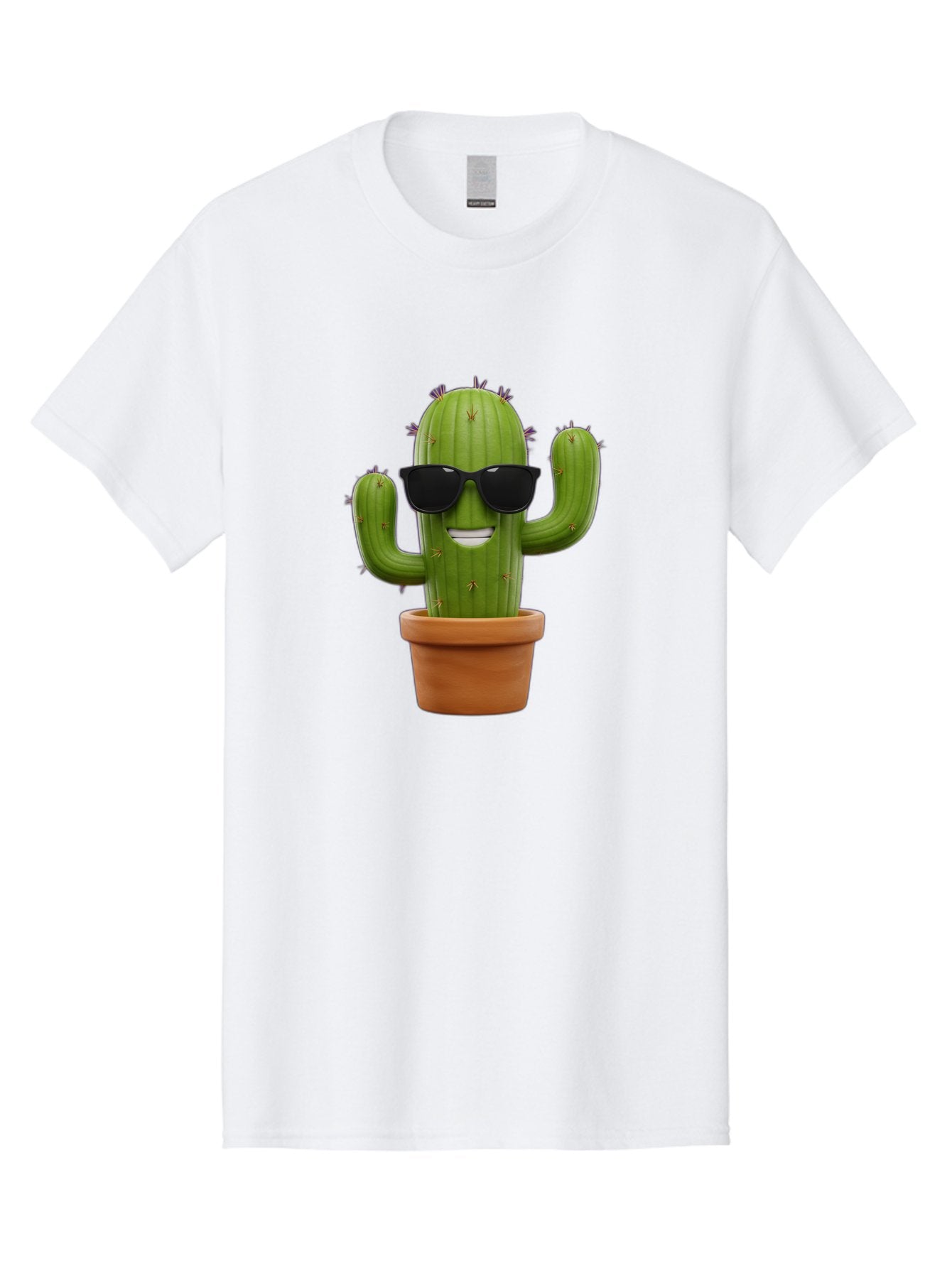 Cactus-Wearing-Sunglasses Men'S Graphic Tee, 100% Cotton, Comfortable Casual Summer Wear, Machine Washable, Cool Cactus, Cactus Wearing Sunglasses, Cartoon Cactus, Potted Plant, Quirky Character, Fun Design, Cute Plant, Fun Accessory, Bac758 3