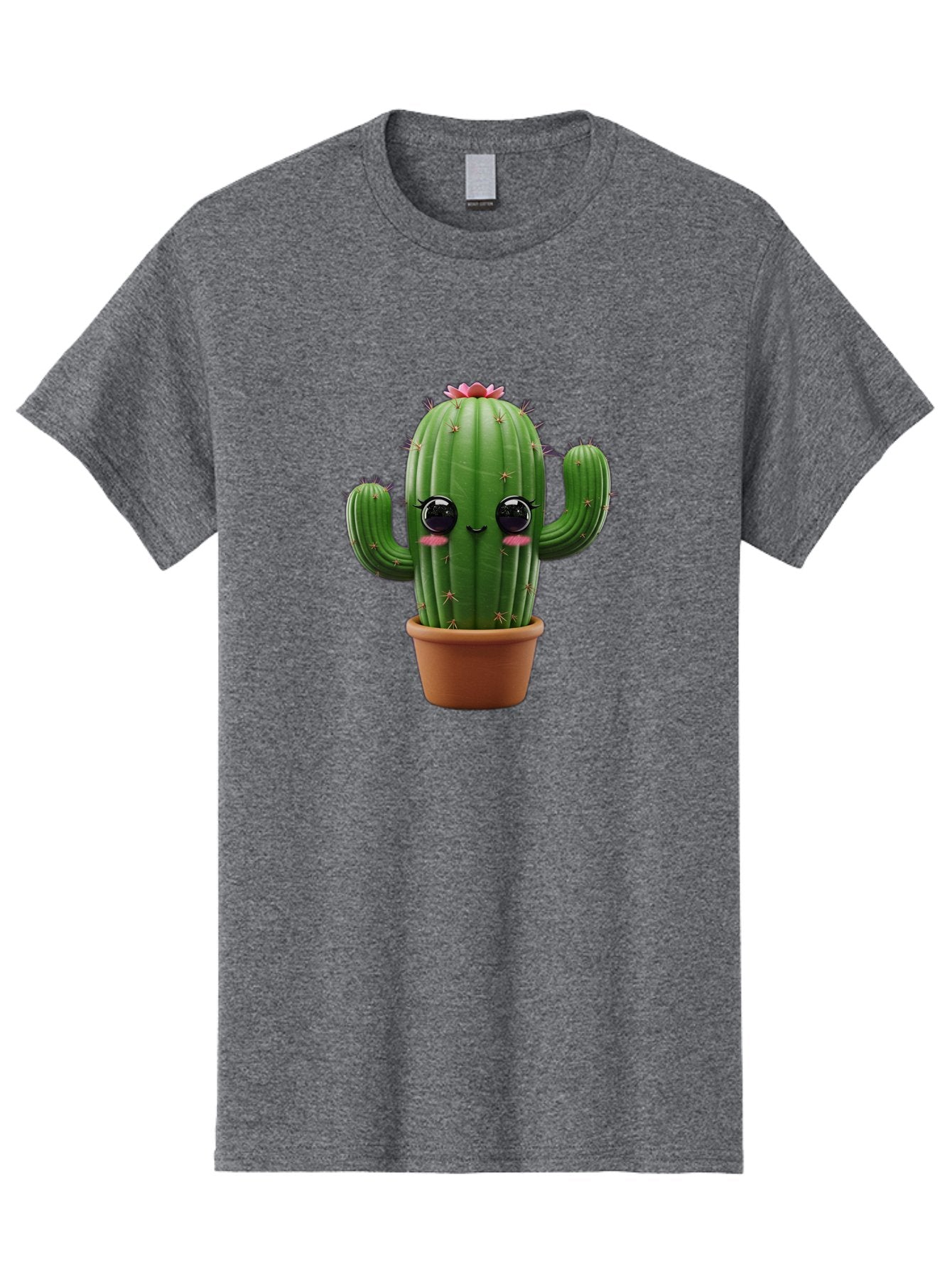 Cactus-With-Pink-Flower-1 Men'S Graphic Tee, 100% Cotton, Comfortable Casual Summer Wear, Machine Washable, Cartoon Cactus, Potted Cactus, Cute Cactus, Cactus With Flower, Smiling Cactus, Adorable Plant, Desert Plant, Succulent, Bac760 6