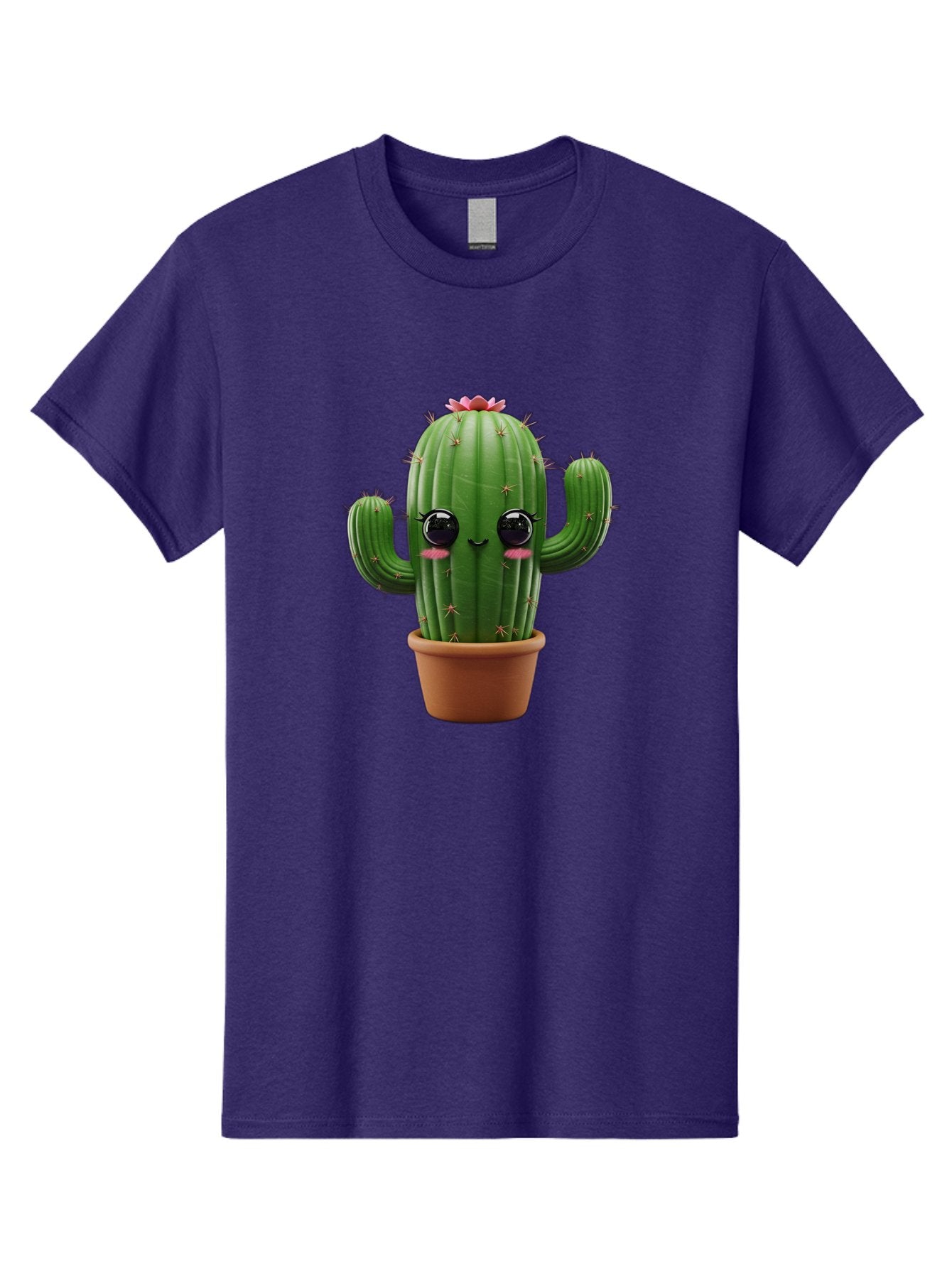 Cactus-With-Pink-Flower-1 Men'S Graphic Tee, 100% Cotton, Comfortable Casual Summer Wear, Machine Washable, Cartoon Cactus, Potted Cactus, Cute Cactus, Cactus With Flower, Smiling Cactus, Adorable Plant, Desert Plant, Succulent, Bac760 15