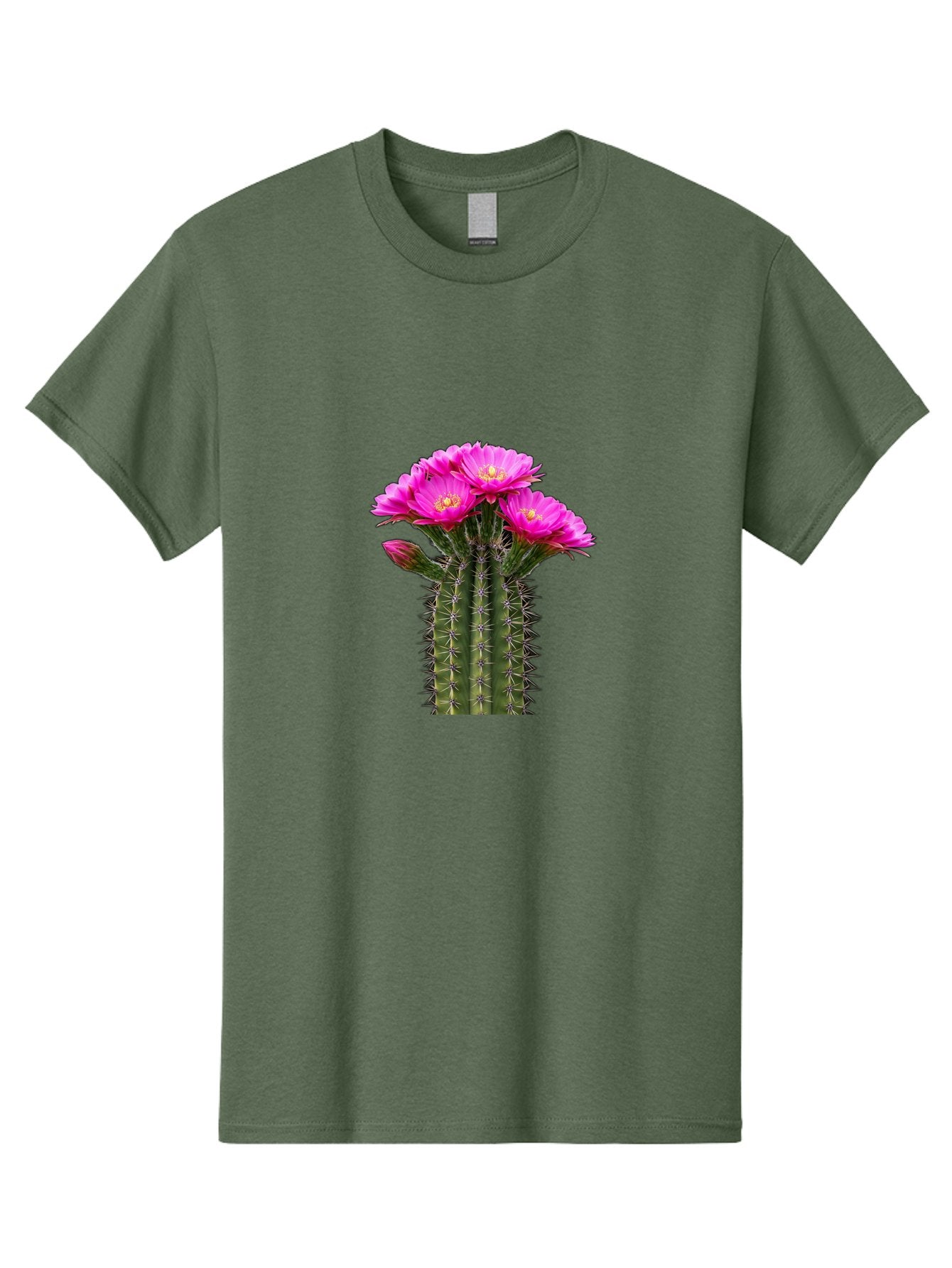 Cactus-With-Pink-Flowers Men'S Graphic Tee, 100% Cotton, Comfortable Casual Summer Wear, Machine Washable, Cactus With Pink Flowers, Vibrant Floral Display, Sharp Spines, Desert Plant, Flowering Cactus, Pink Petals, Yellow Center, Trichocereus Bac763 8