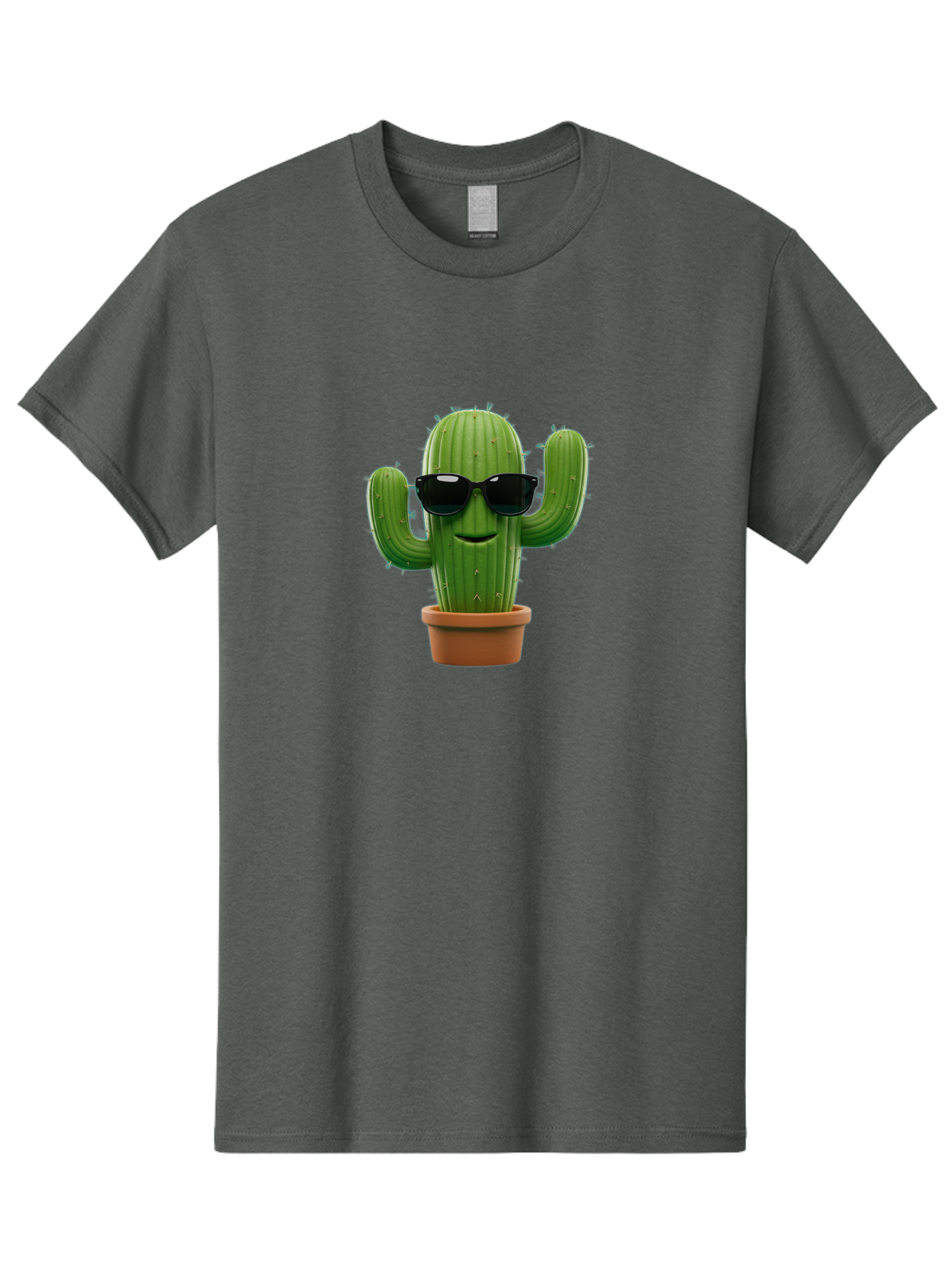 Cactus-With-Sunglasses-1 Men'S Graphic Tee, 100% Cotton, Comfortable Casual Summer Wear, Machine Washable, Cartoon Cactus, Potted Cactus, Sunglasses On Cactus, Cactus Character, Fun Cactus, Quirky Plant, Desert Plant, Funny Cactus, Bac764