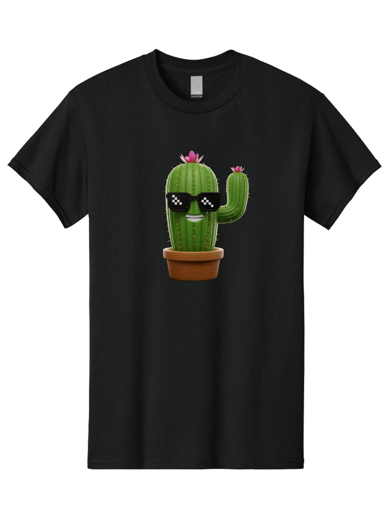 Cactus-With-Sunglasses-2 Men'S Graphic Tee, 100% Cotton, Comfortable Casual Summer Wear, Machine Washable, Cartoon Cactus, Sunglasses, Potted Plant, Cacti With Flowers, Funny Character, Quirky Decor, Digital Art, Kawaii Style Bac765 5