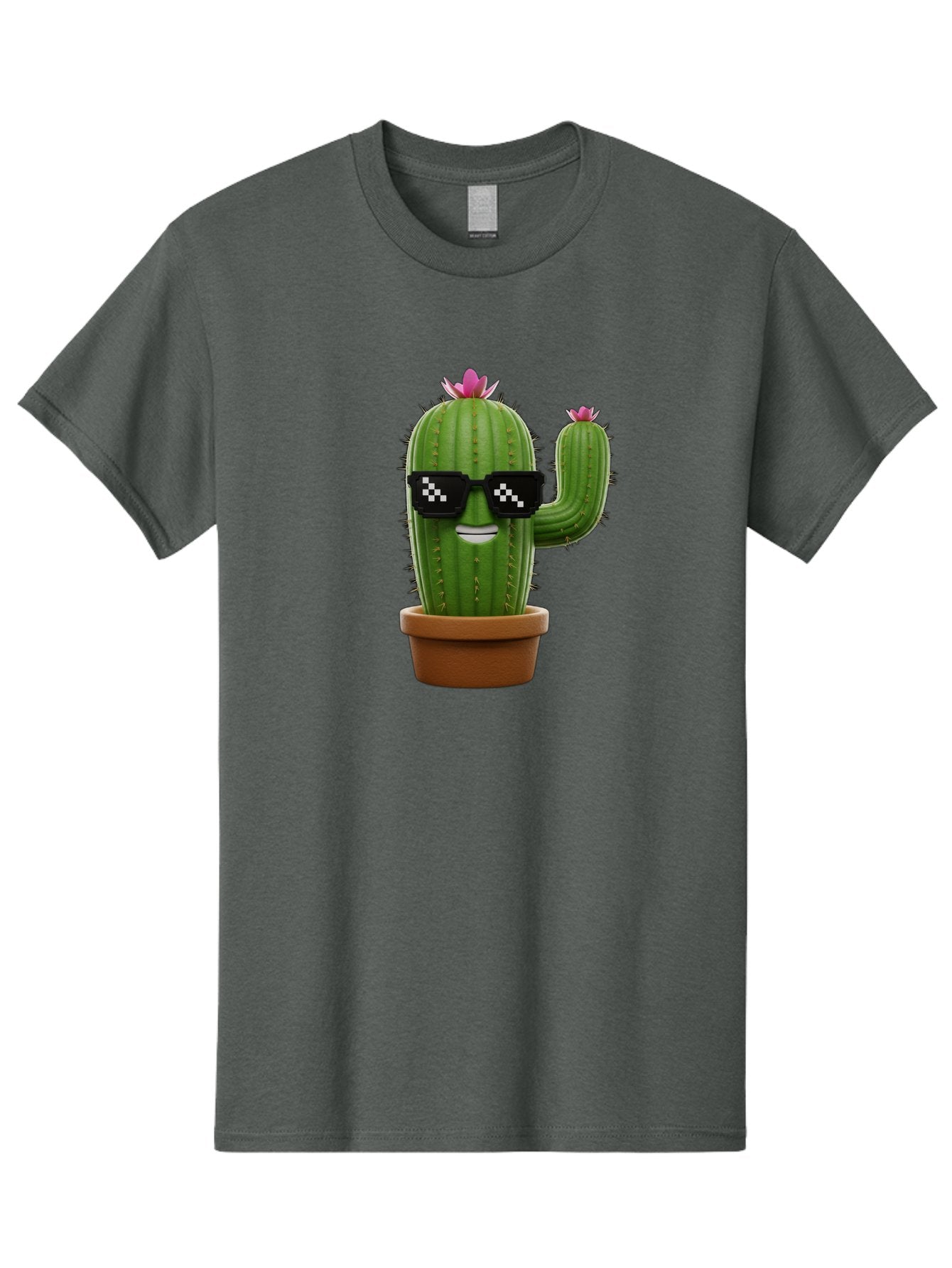 Cactus-With-Sunglasses-2 Men'S Graphic Tee, 100% Cotton, Comfortable Casual Summer Wear, Machine Washable, Cartoon Cactus, Sunglasses, Potted Plant, Cacti With Flowers, Funny Character, Quirky Decor, Digital Art, Kawaii Style Bac765 3