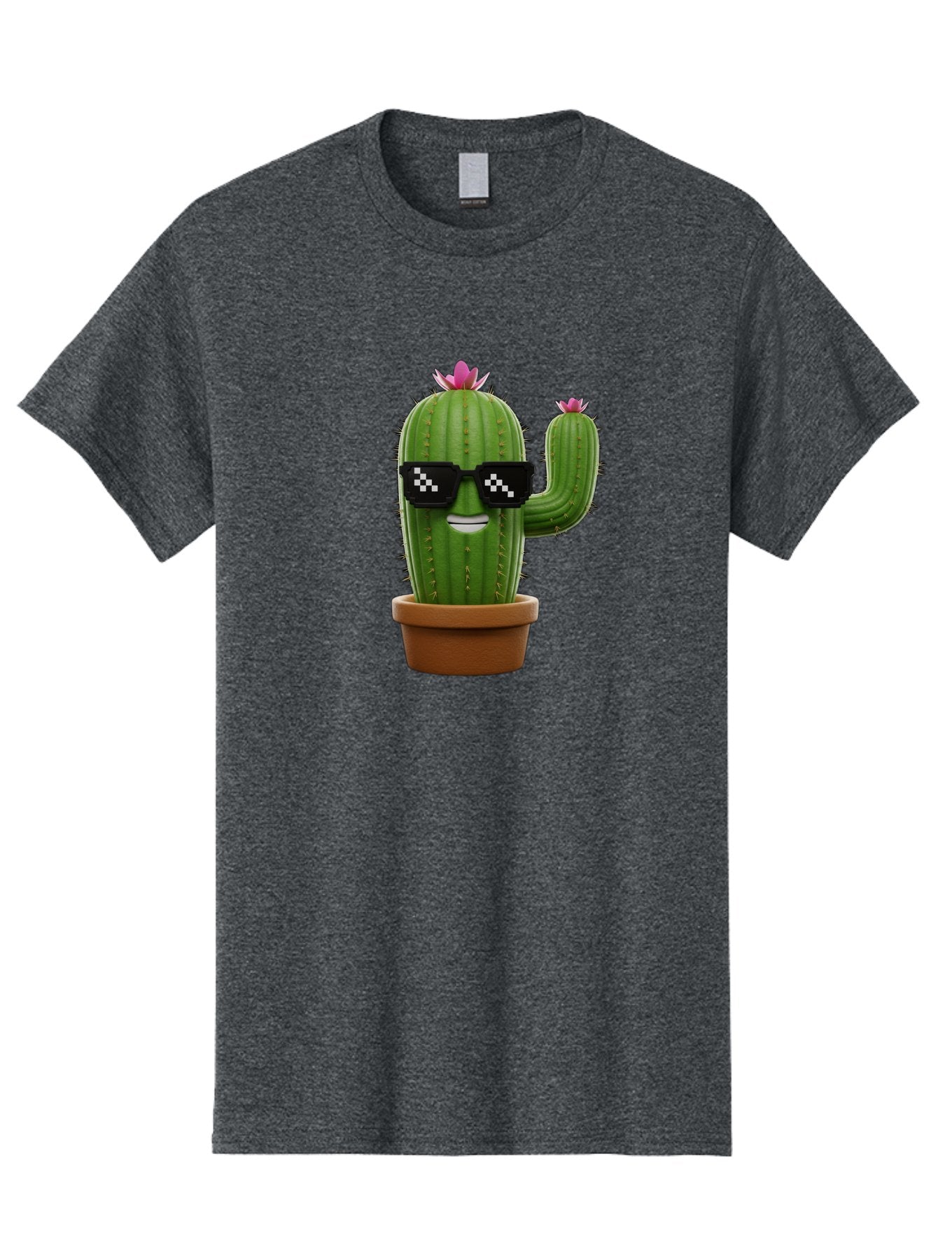 Cactus-With-Sunglasses-2 Men'S Graphic Tee, 100% Cotton, Comfortable Casual Summer Wear, Machine Washable, Cartoon Cactus, Sunglasses, Potted Plant, Cacti With Flowers, Funny Character, Quirky Decor, Digital Art, Kawaii Style Bac765 10