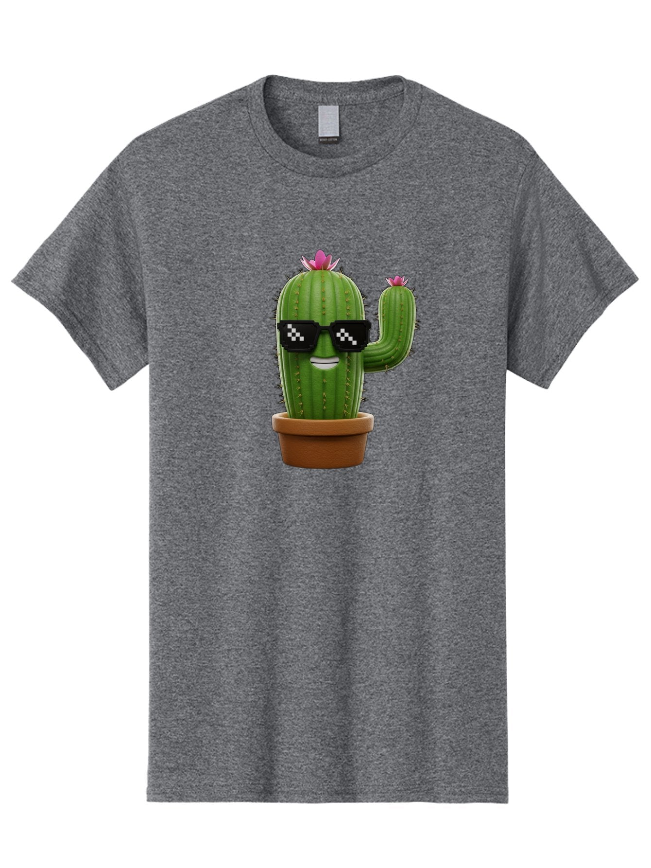 Cactus-With-Sunglasses-2 Men'S Graphic Tee, 100% Cotton, Comfortable Casual Summer Wear, Machine Washable, Cartoon Cactus, Sunglasses, Potted Plant, Cacti With Flowers, Funny Character, Quirky Decor, Digital Art, Kawaii Style Bac765 7