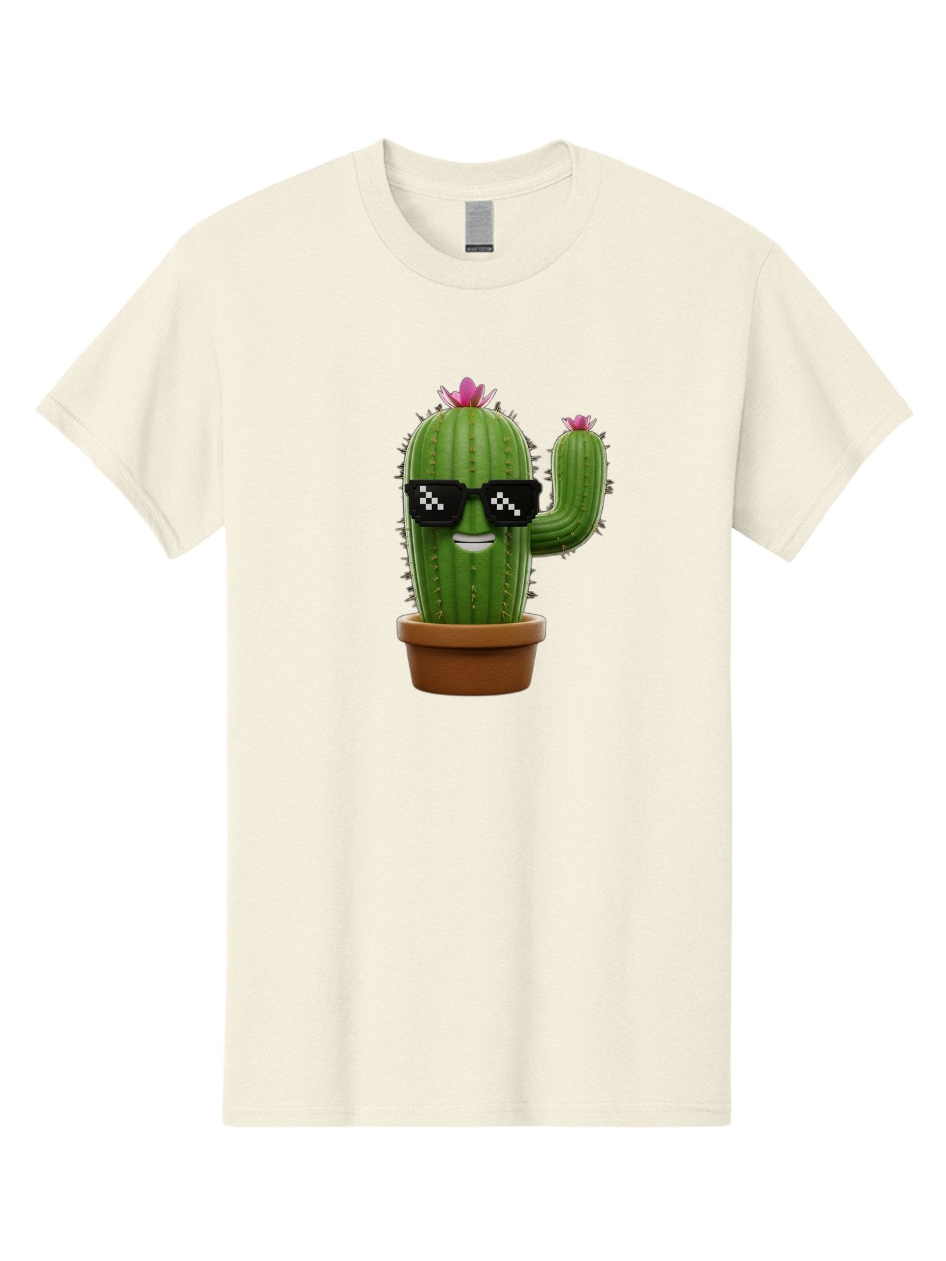 Cactus-With-Sunglasses-2 Men'S Graphic Tee, 100% Cotton, Comfortable Casual Summer Wear, Machine Washable, Cartoon Cactus, Sunglasses, Potted Plant, Cacti With Flowers, Funny Character, Quirky Decor, Digital Art, Kawaii Style Bac765 8