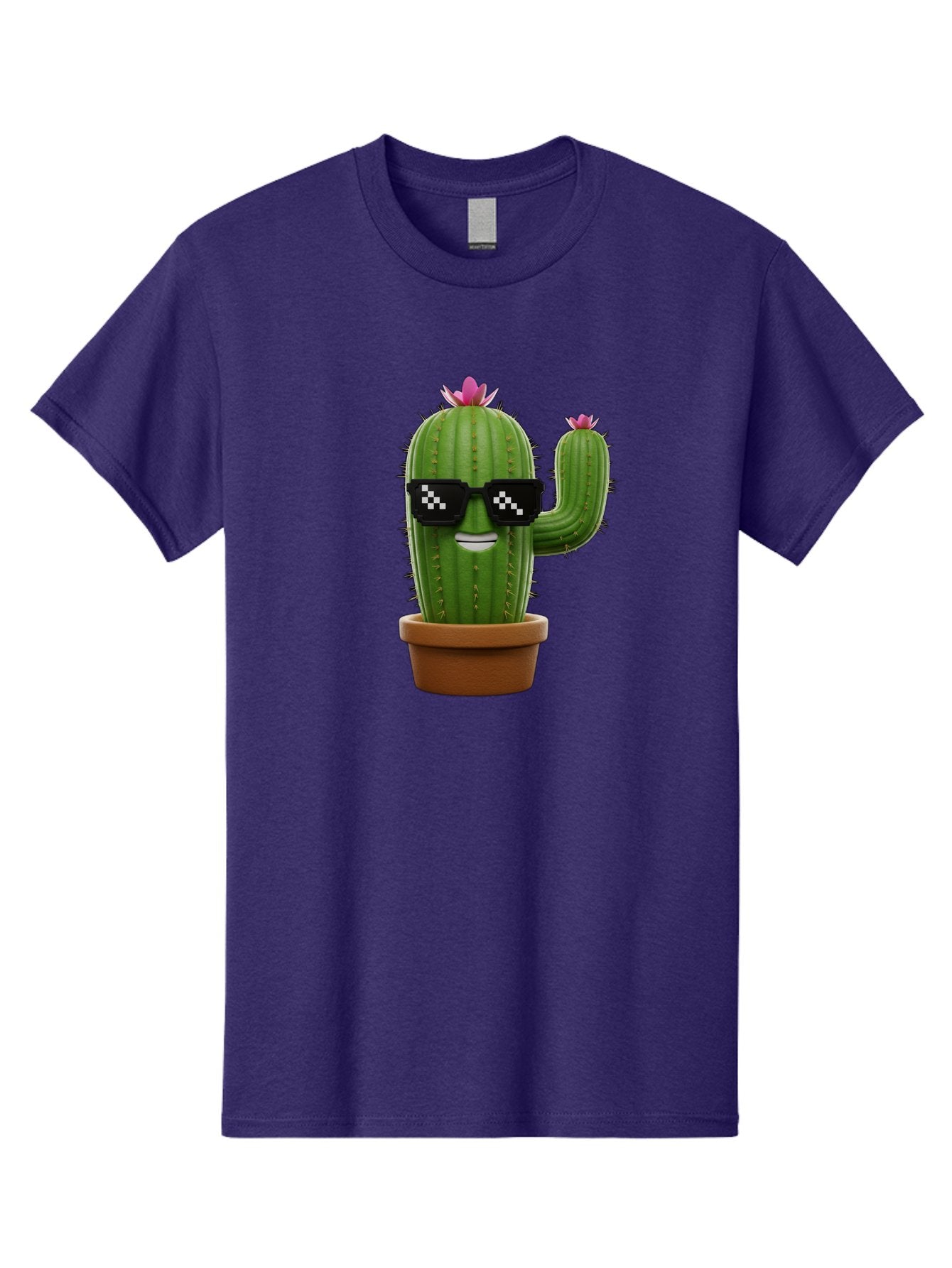 Cactus-With-Sunglasses-2 Men'S Graphic Tee, 100% Cotton, Comfortable Casual Summer Wear, Machine Washable, Cartoon Cactus, Sunglasses, Potted Plant, Cacti With Flowers, Funny Character, Quirky Decor, Digital Art, Kawaii Style Bac765 15