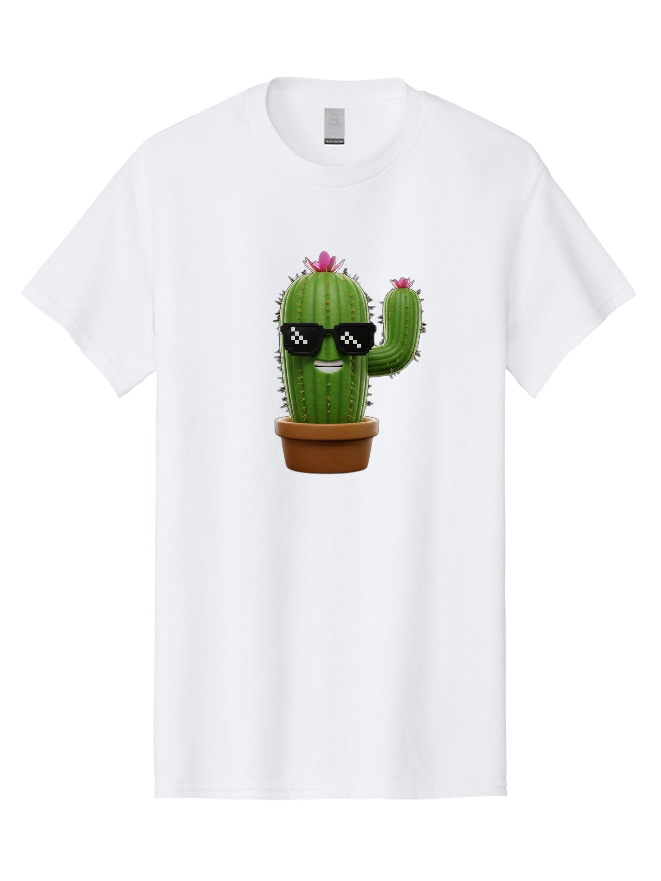 Cactus-With-Sunglasses-2 Men'S Graphic Tee, 100% Cotton, Comfortable Casual Summer Wear, Machine Washable, Cartoon Cactus, Sunglasses, Potted Plant, Cacti With Flowers, Funny Character, Quirky Decor, Digital Art, Kawaii Style Bac765 13