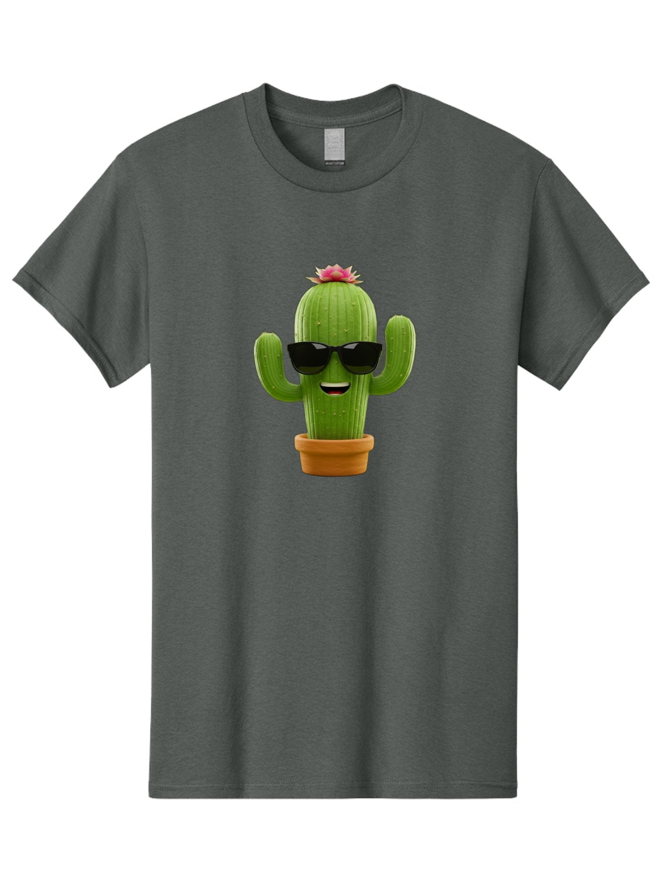 Cactus-With-Sunglasses-3 Men'S Graphic Tee, 100% Cotton, Comfortable Casual Summer Wear, Machine Washable, Cartoon Cactus, Potted Plant, Sunglasses, Smiling Face, Pink Flower, Quirky Character, Fun Design, Modern Illustration, Unique Decor Bac766 12