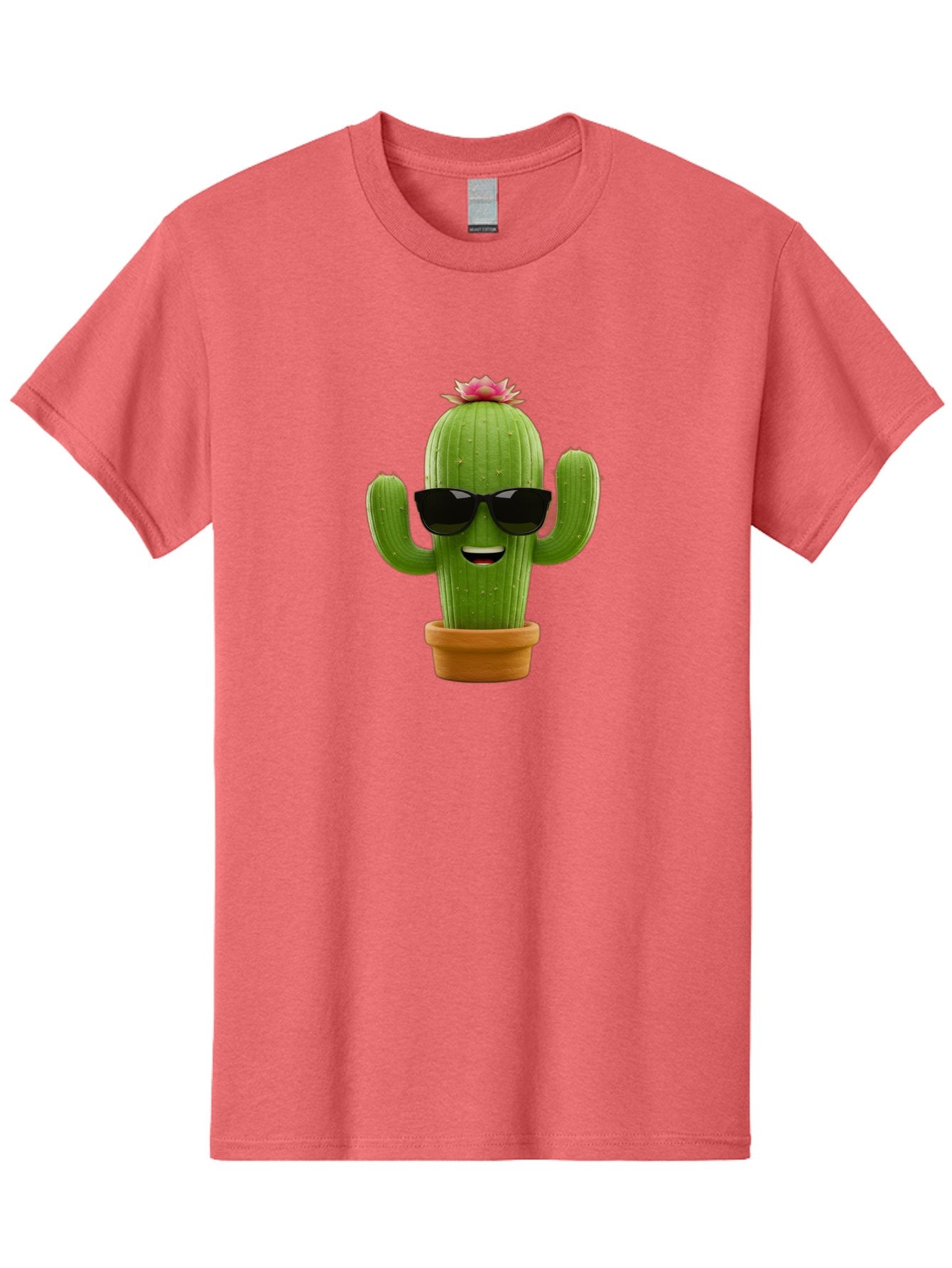Cactus-With-Sunglasses-3 Men'S Graphic Tee, 100% Cotton, Comfortable Casual Summer Wear, Machine Washable, Cartoon Cactus, Potted Plant, Sunglasses, Smiling Face, Pink Flower, Quirky Character, Fun Design, Modern Illustration, Unique Decor Bac766 15