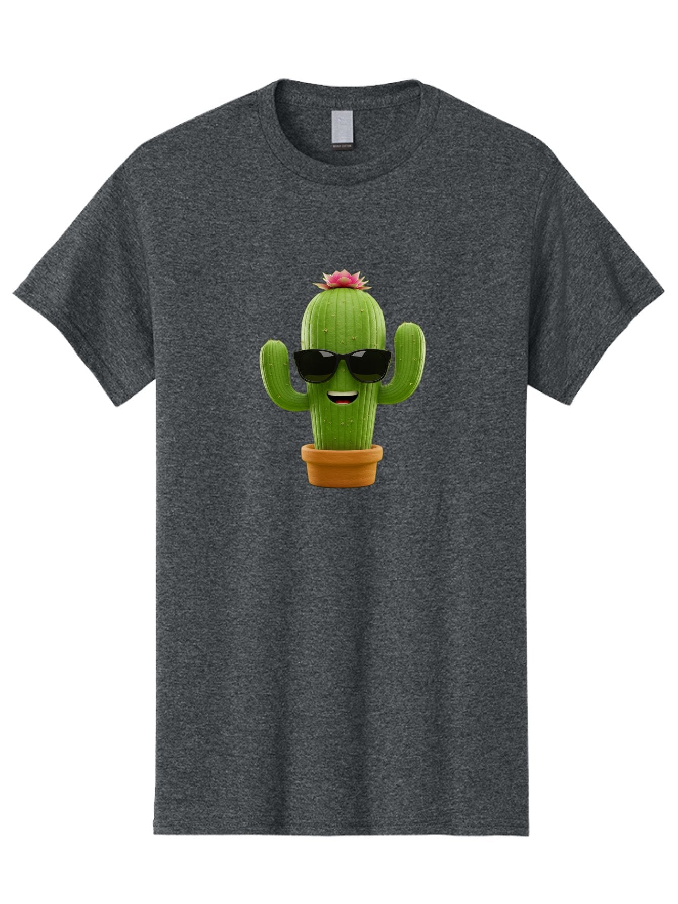 Cactus-With-Sunglasses-3 Men'S Graphic Tee, 100% Cotton, Comfortable Casual Summer Wear, Machine Washable, Cartoon Cactus, Potted Plant, Sunglasses, Smiling Face, Pink Flower, Quirky Character, Fun Design, Modern Illustration, Unique Decor Bac766 3